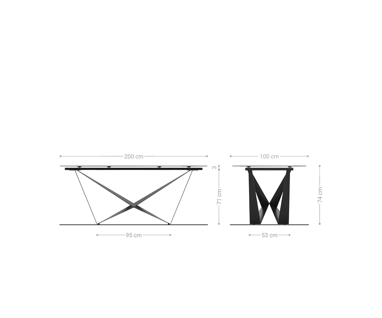 Маса 200x100cm Keramik Laminam®Statuarietto Бял Spider плоска стомана Неръждаема стомана Edge 6