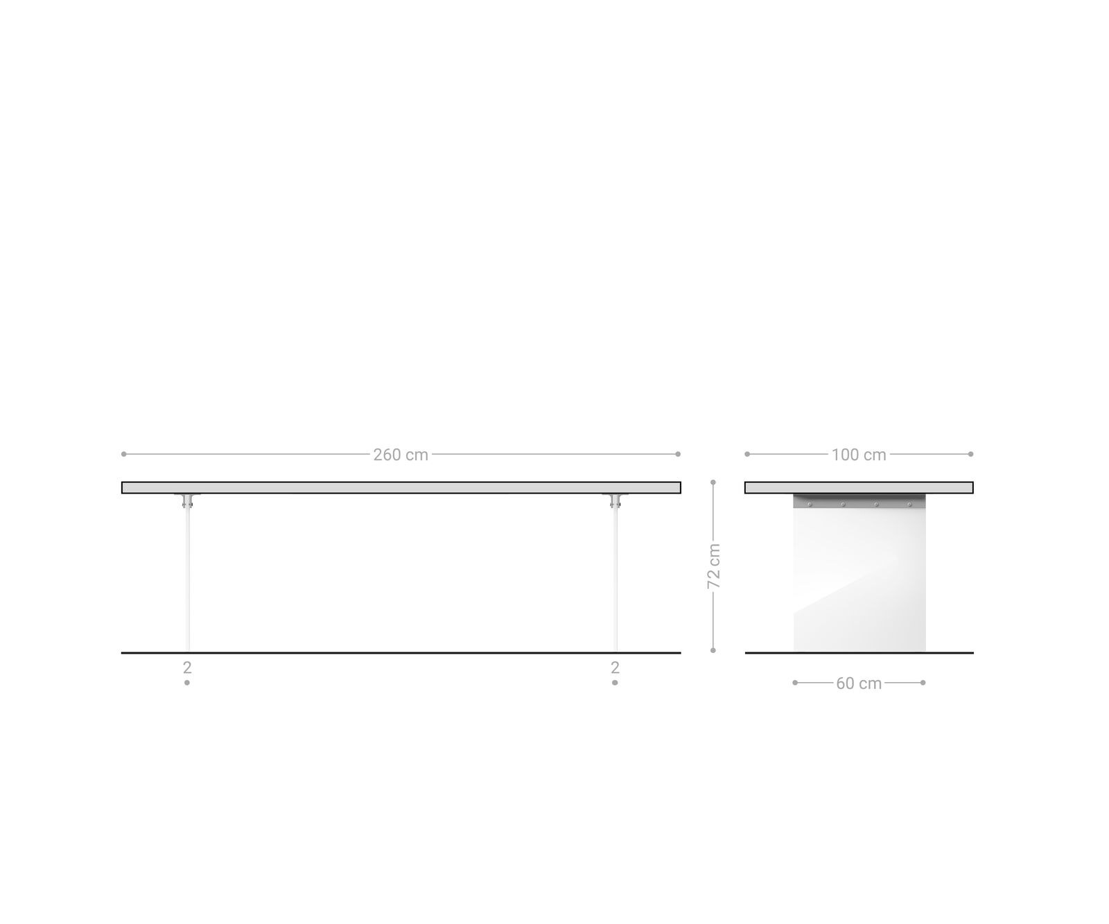 Маса 260x100x3 Дъб Натурал Стъкло Edge 9