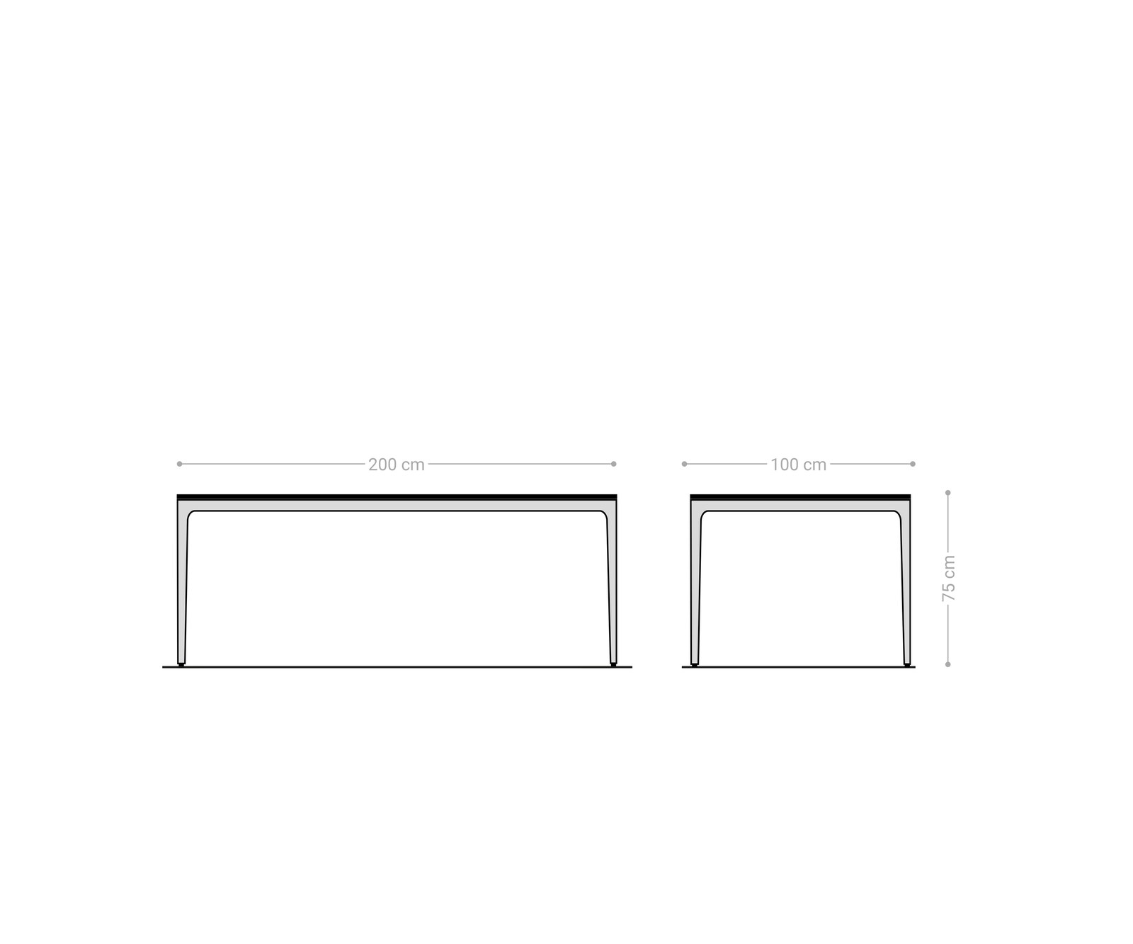 Маса 200x100 cm Keramik Laminam®Noir Desir Кафяв Рамка Aluminium Escina 9