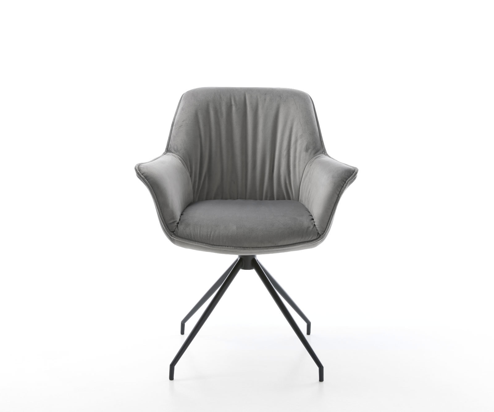 Врътящ се стол с подлакътници Кадифе Сив Конус крак кръгъл Черен 180° въртящ се Keila-Flex 2