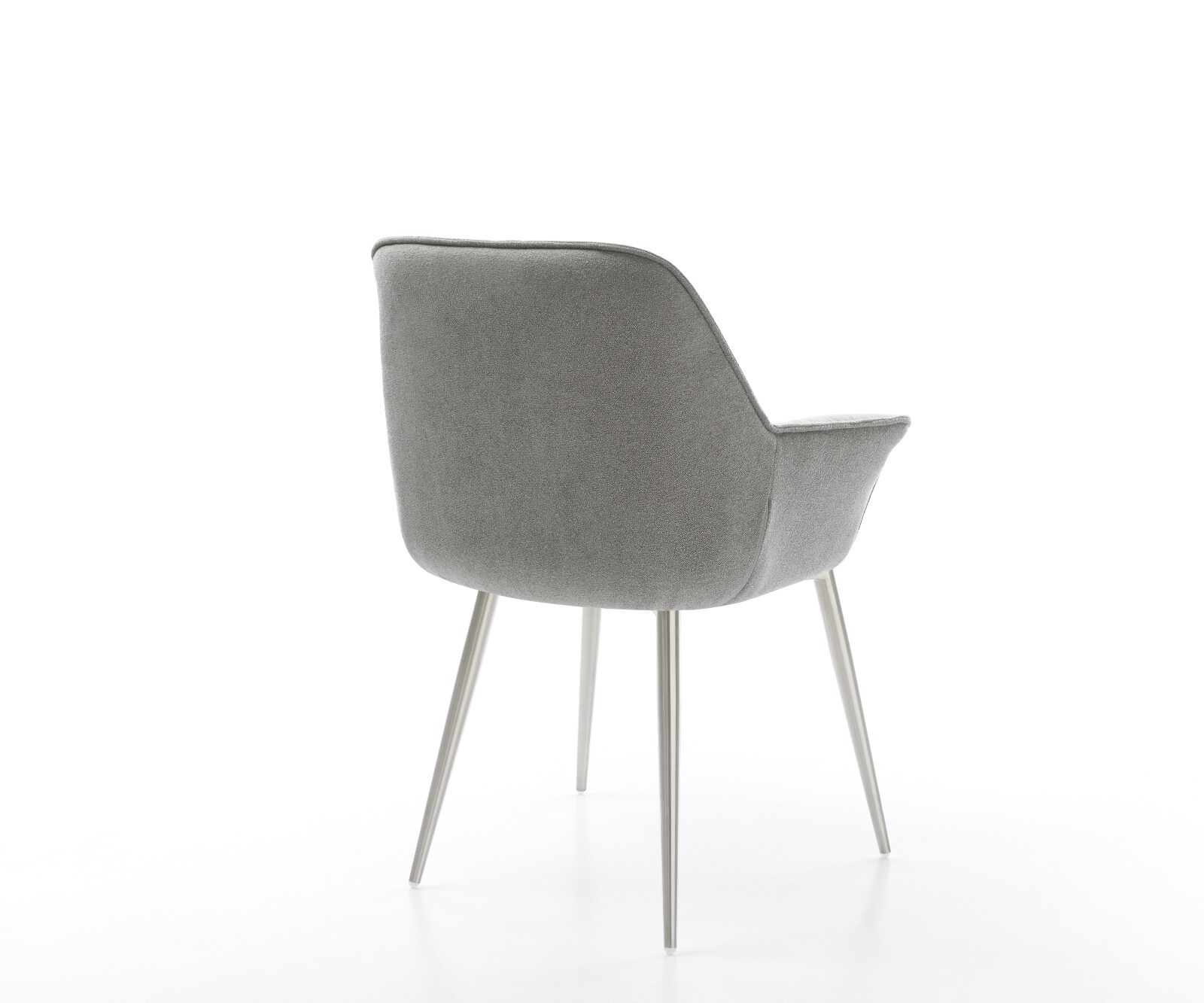 Трапезен стол Keila-Flex с подлакътници от текстуриран плат в меко сиво 4-основа от конусовидна неръждаема стомана 5