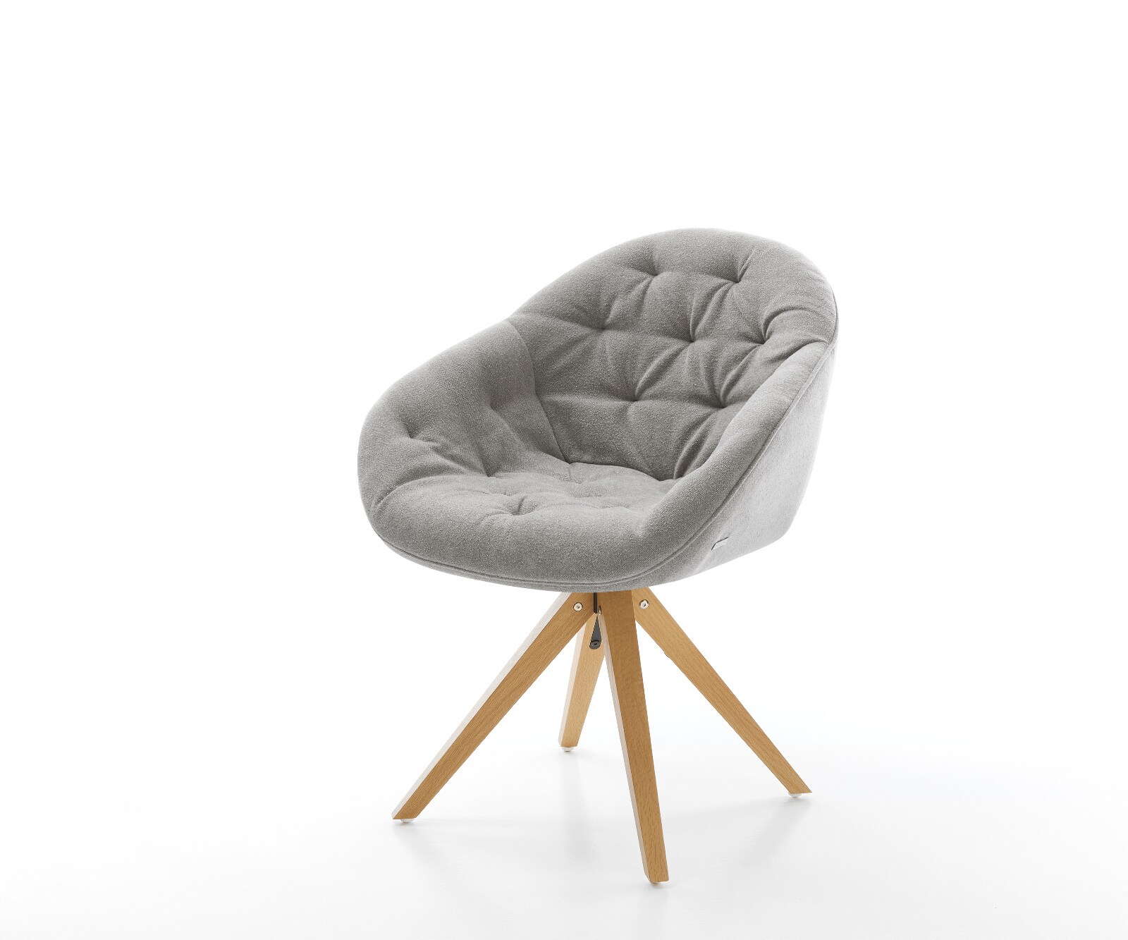 Въртящ се стол Gaio-Flex с тапицерия от структурен плат в цвят „Soft Grey“, дървена рамка с изчистени линии в естествен цвят, с възможност за завъртане на 180° 1