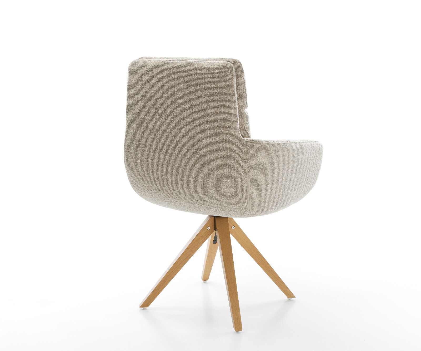 Въртящ се стол Abelia-Flex с подлакътници от тъкан мек бежов дървена рамка ъглов естествен 180° въртене 5