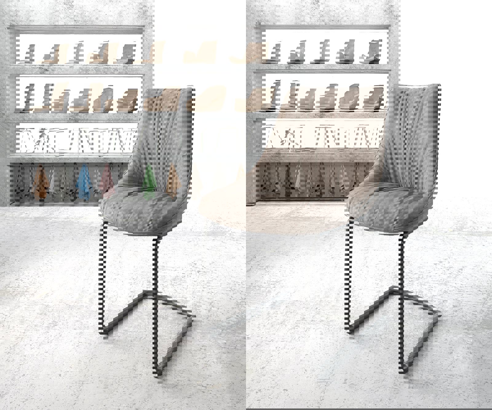 Стол с конзола Elda-Flex от микрофибър taupe винтидж стол с конзола кръгъл черен 1