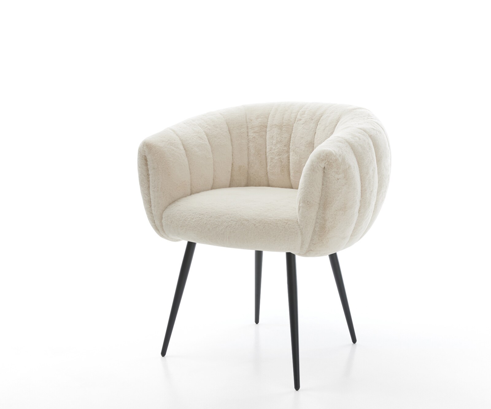 Трапезен стол Jada-Flex плюшен кремаво-бял 4-крак с конична сърцевина от черни джобни пружини