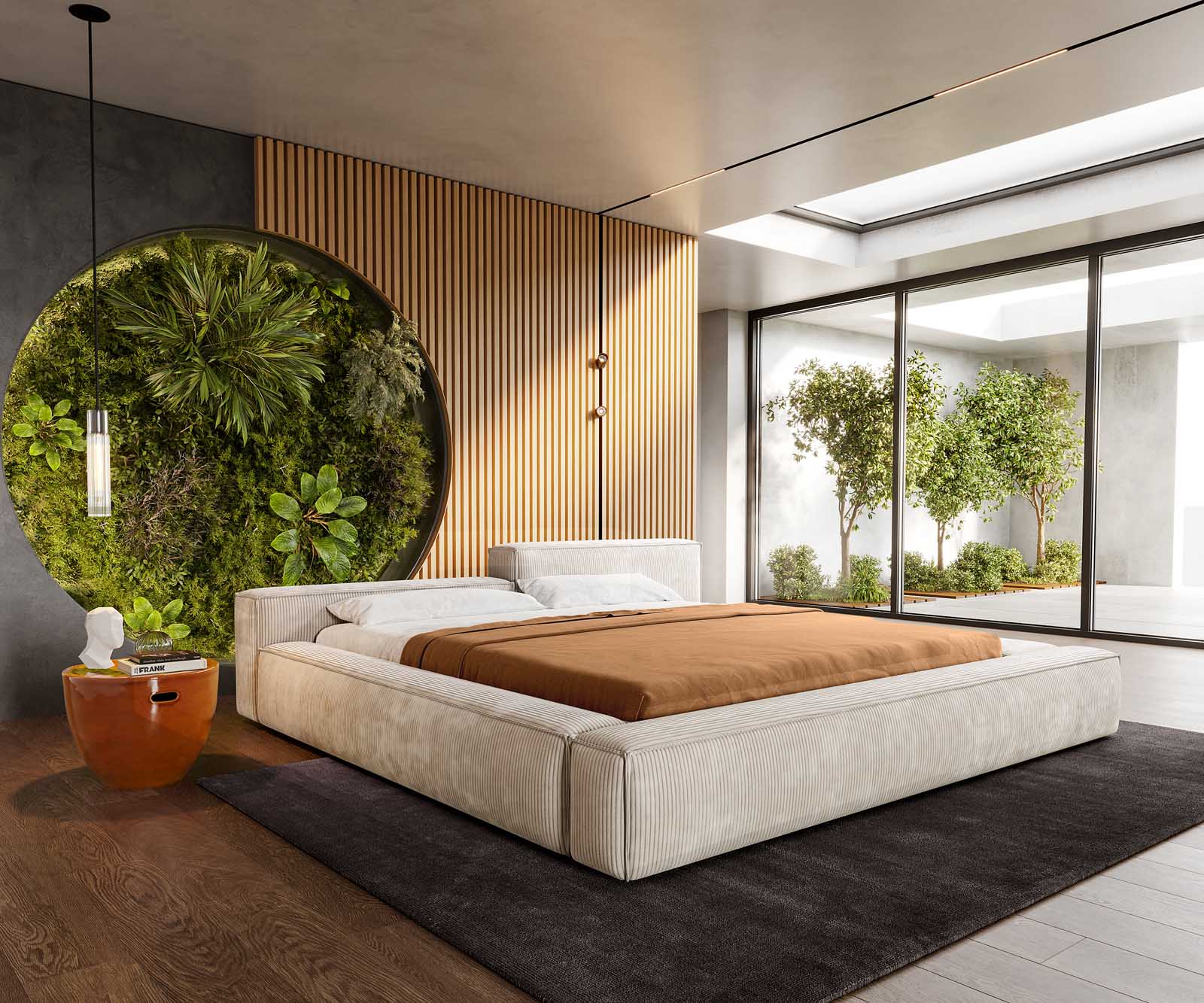 Тапицирано легло Kalinea 180x200 cm Cord бежаво Тапицирано легло Kalinea 180x200 cm Cord бежаво