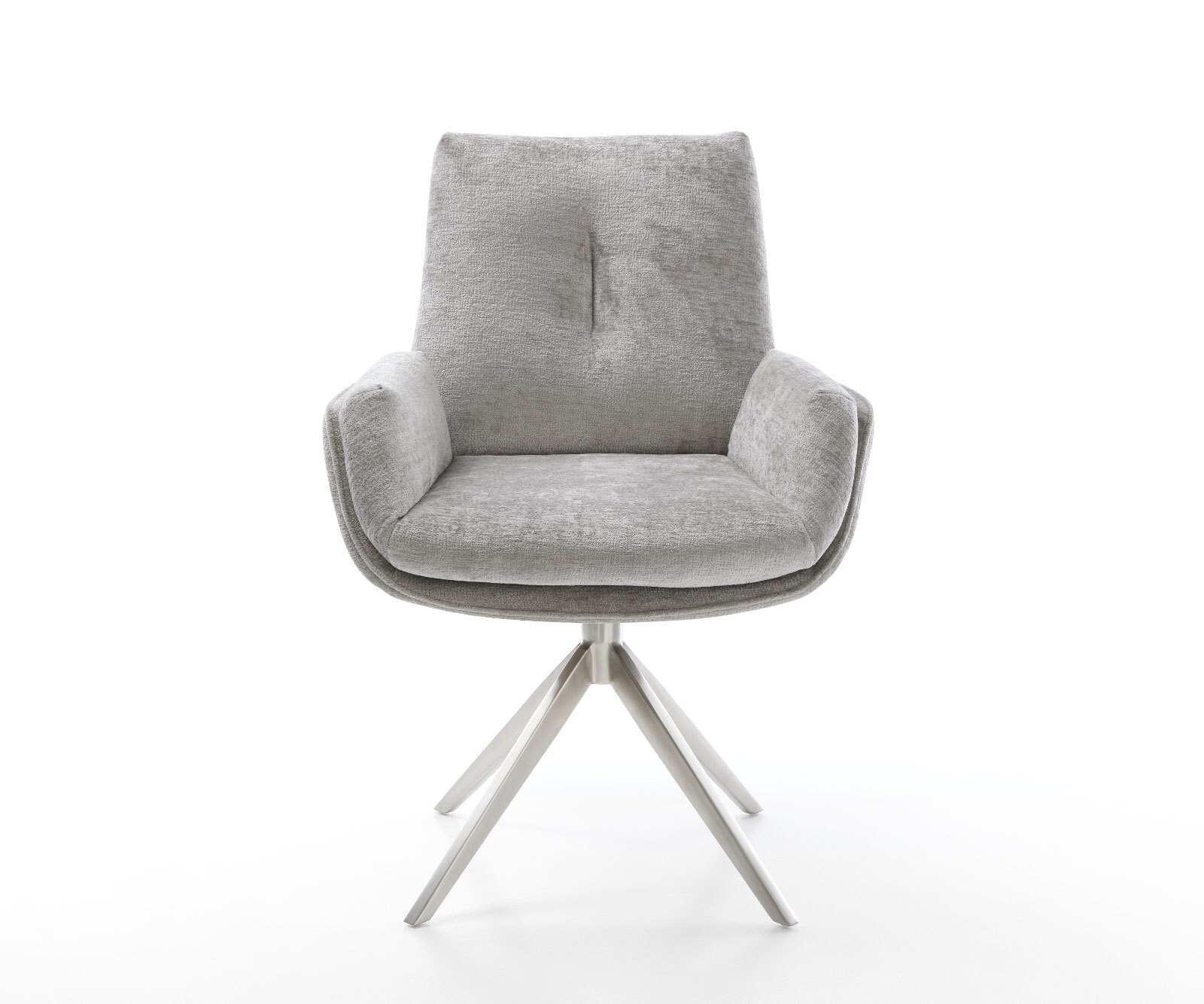 Врътящ се стол Шенил СребристСив Конус крак плосък Неръждаема стомана 360° въртящ се Люлеещ се Clea-Flex 2