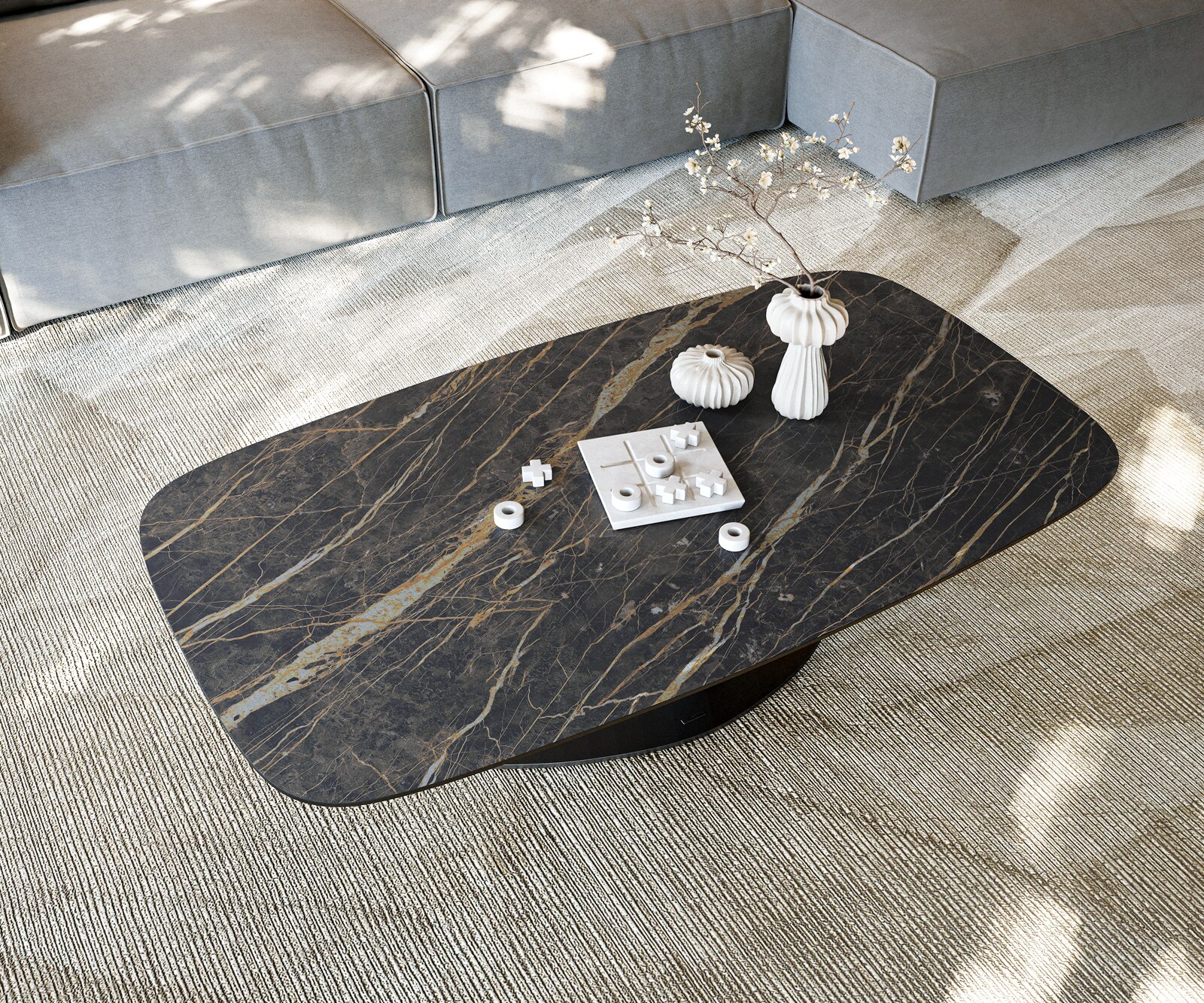 Масичка за кафе Edge Boot 140x80 cm Ceramic Laminam® Noir Desir Brown Vibany Metal Black 6