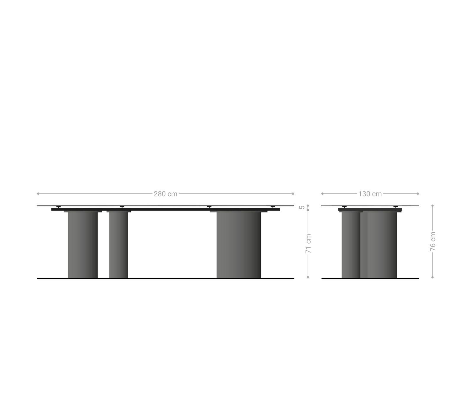 Маса Oval 280x130 Keramik Minas Melange Бял-Бежов Troa Метал Ефектенфиниш Titan Edge 8