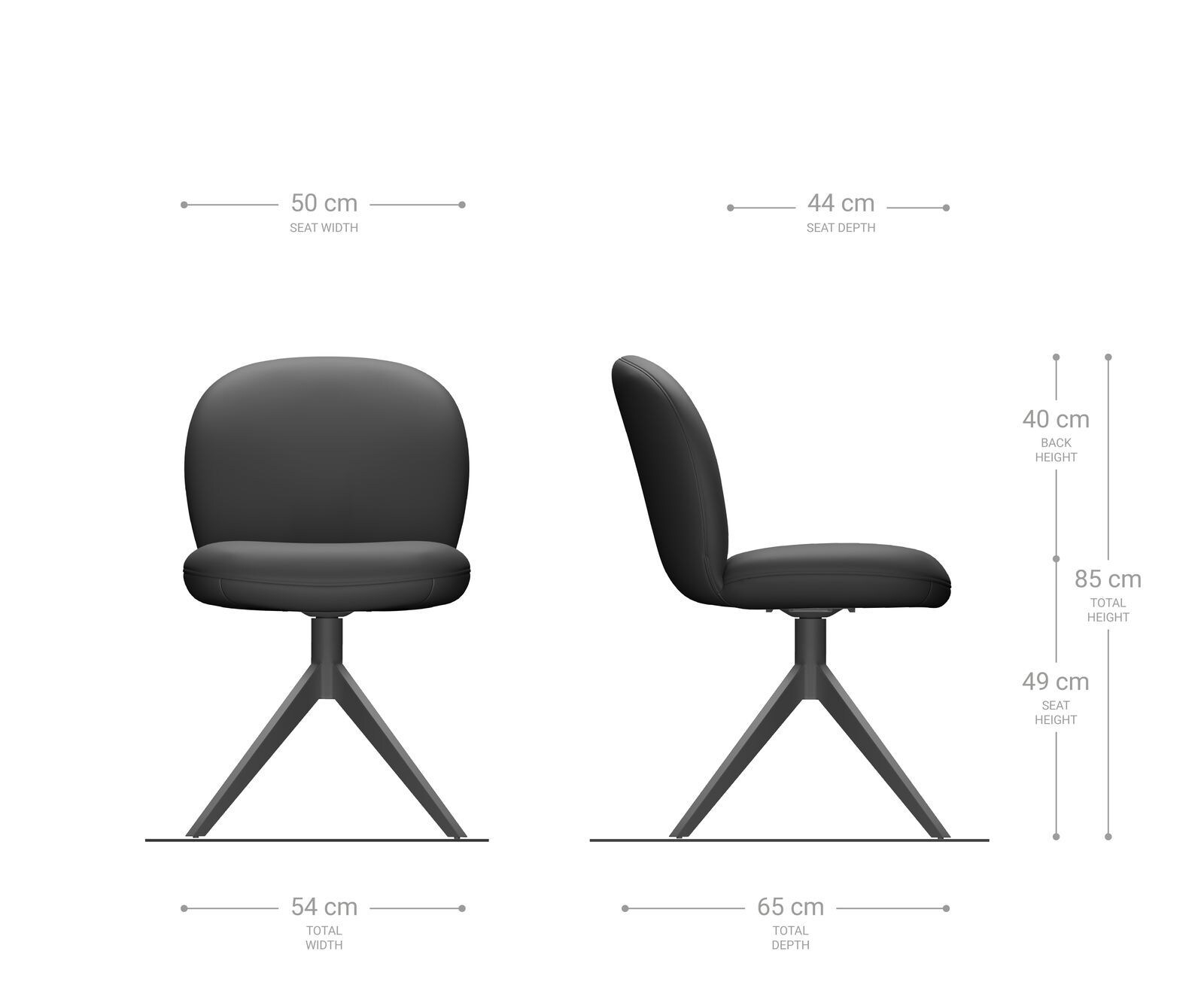 Врътящ се стол Естествена кожа Сиво-Кафяв Конус крак плосък Неръждаема стомана 360° въртящ се Покет пружина Nube-Flex 6