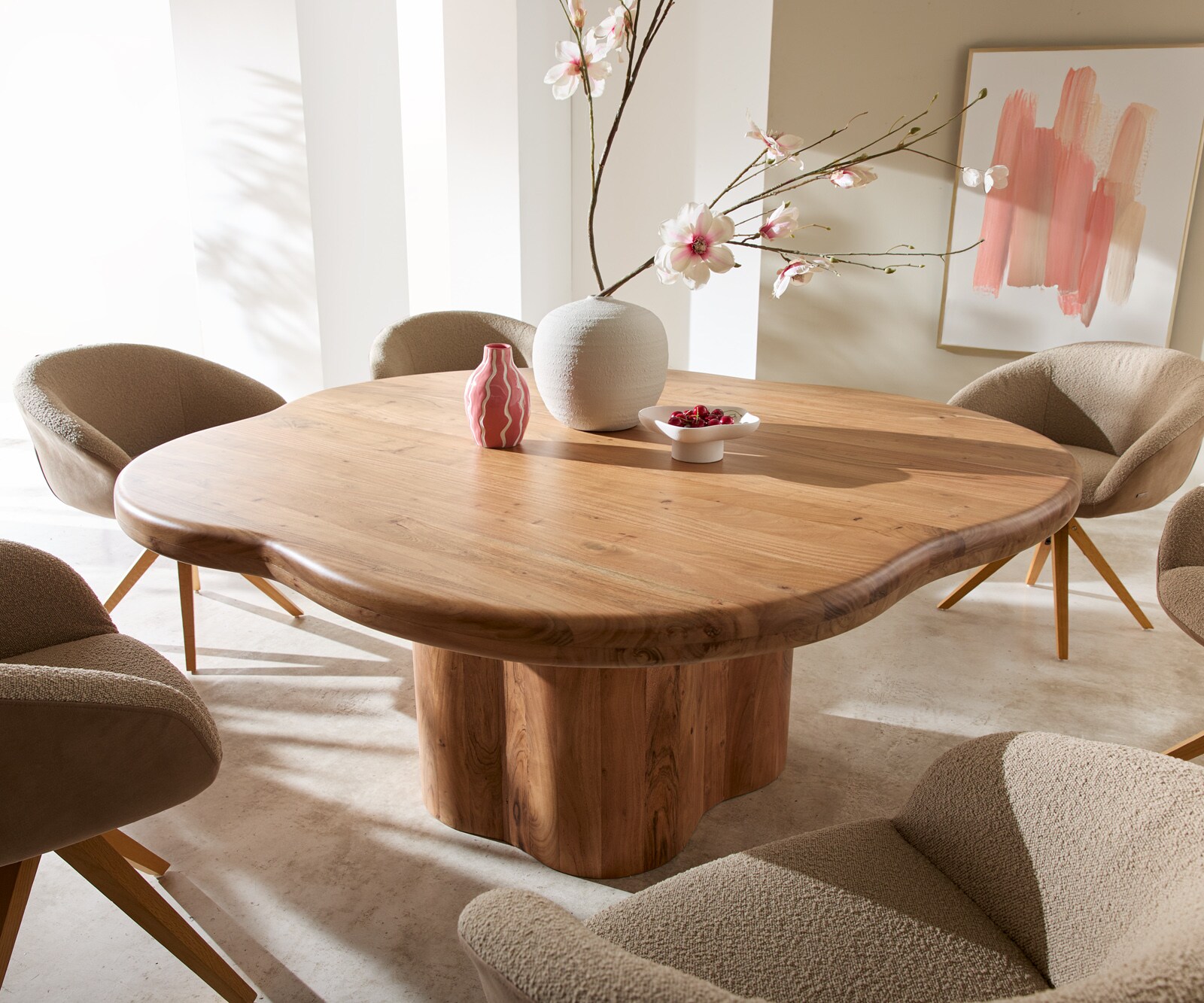 Трапезна маса Orbion 180x175 естествена рамка от акациево дърво 1