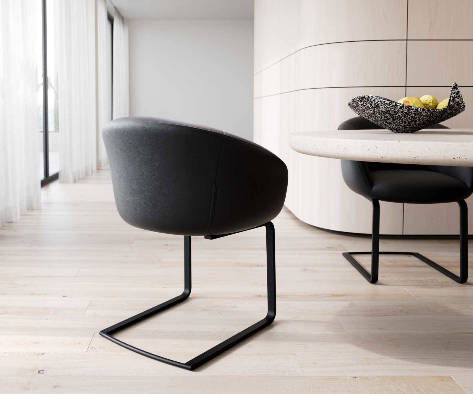 Люлеещ стол с подлакътници Естествена кожа Черен Конзолен крак плосък Черен Покет пружина Vinka-Flex 5 Люлеещ стол с подлакътници Естествена кожа Черен Конзолен крак плосък Черен Покет пружина Vinka-Flex 5