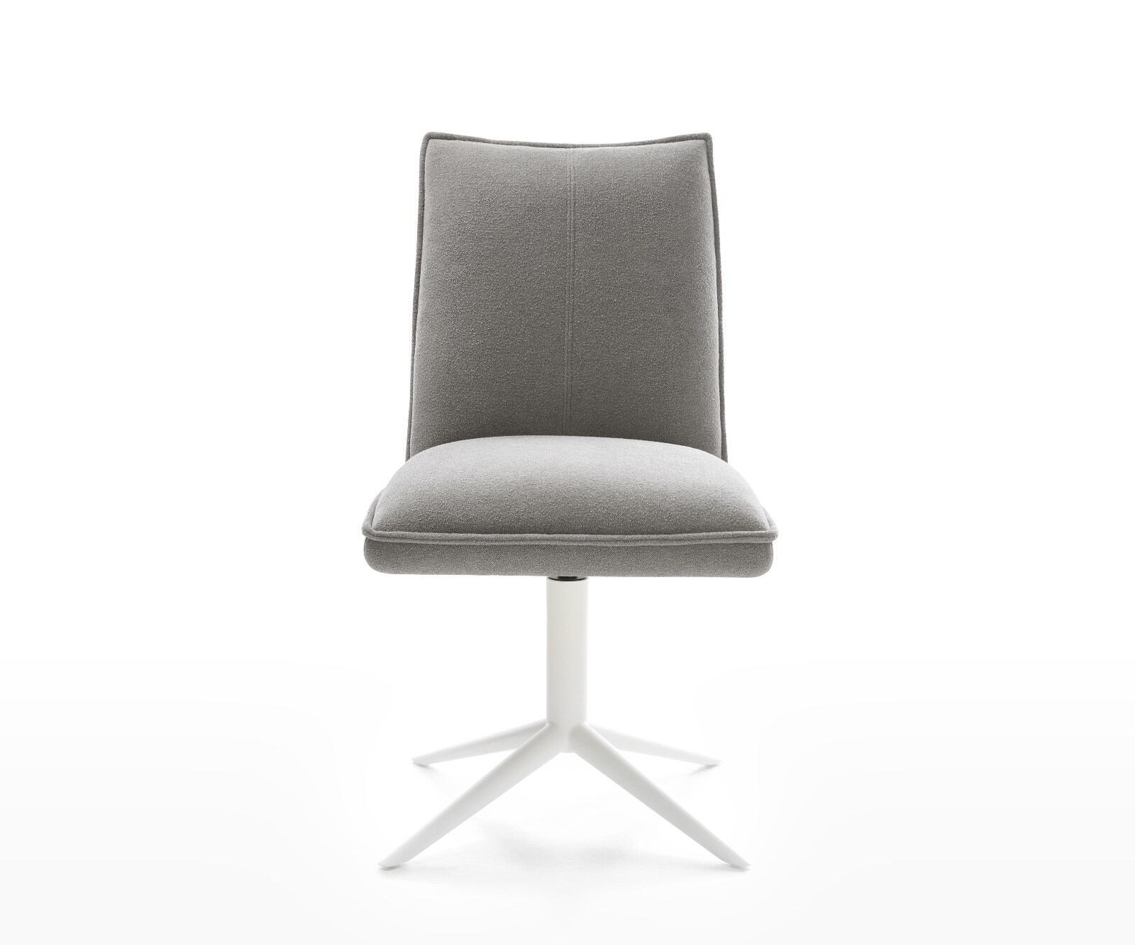 Въртящ се стол Lelio-Flex в мека сива текстурирана тъкан Бяла основа Завъртане на 360° Люлееща се функция Ядро от джобни пружини 2