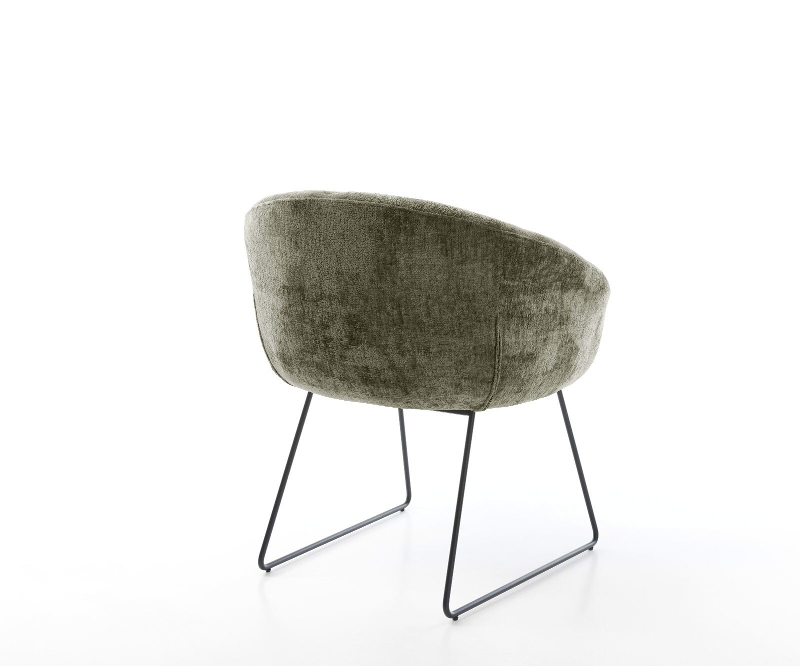 Трапезен стол с подлакътници Шенил Маслина Извити крака Черен Покет пружина Vinka-Flex 5