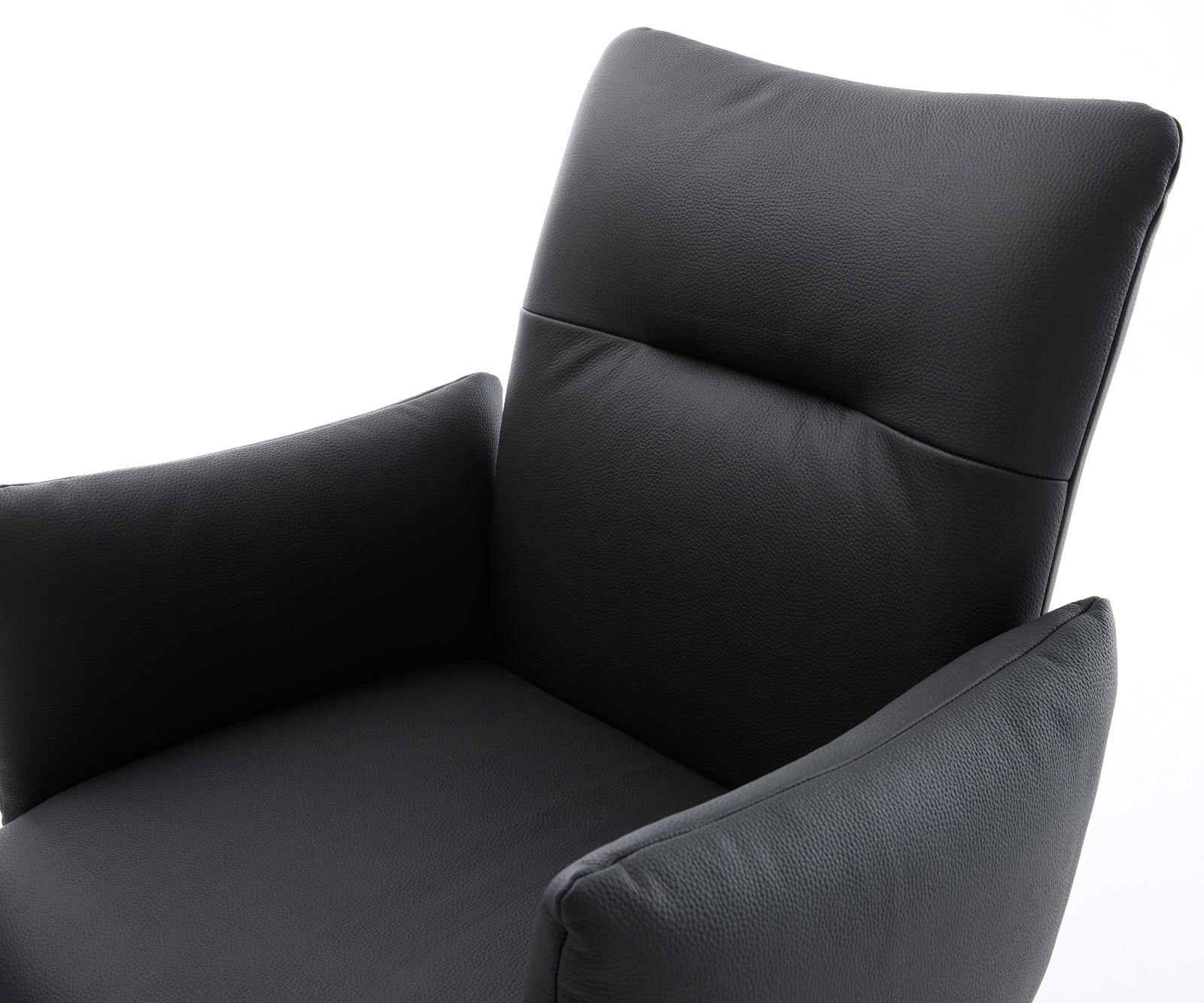 Врътящ се стол с подлакътници Естествена кожа Черен Офис основа  Titan 360° въртящ се Покет пружина Jova-Flex 4