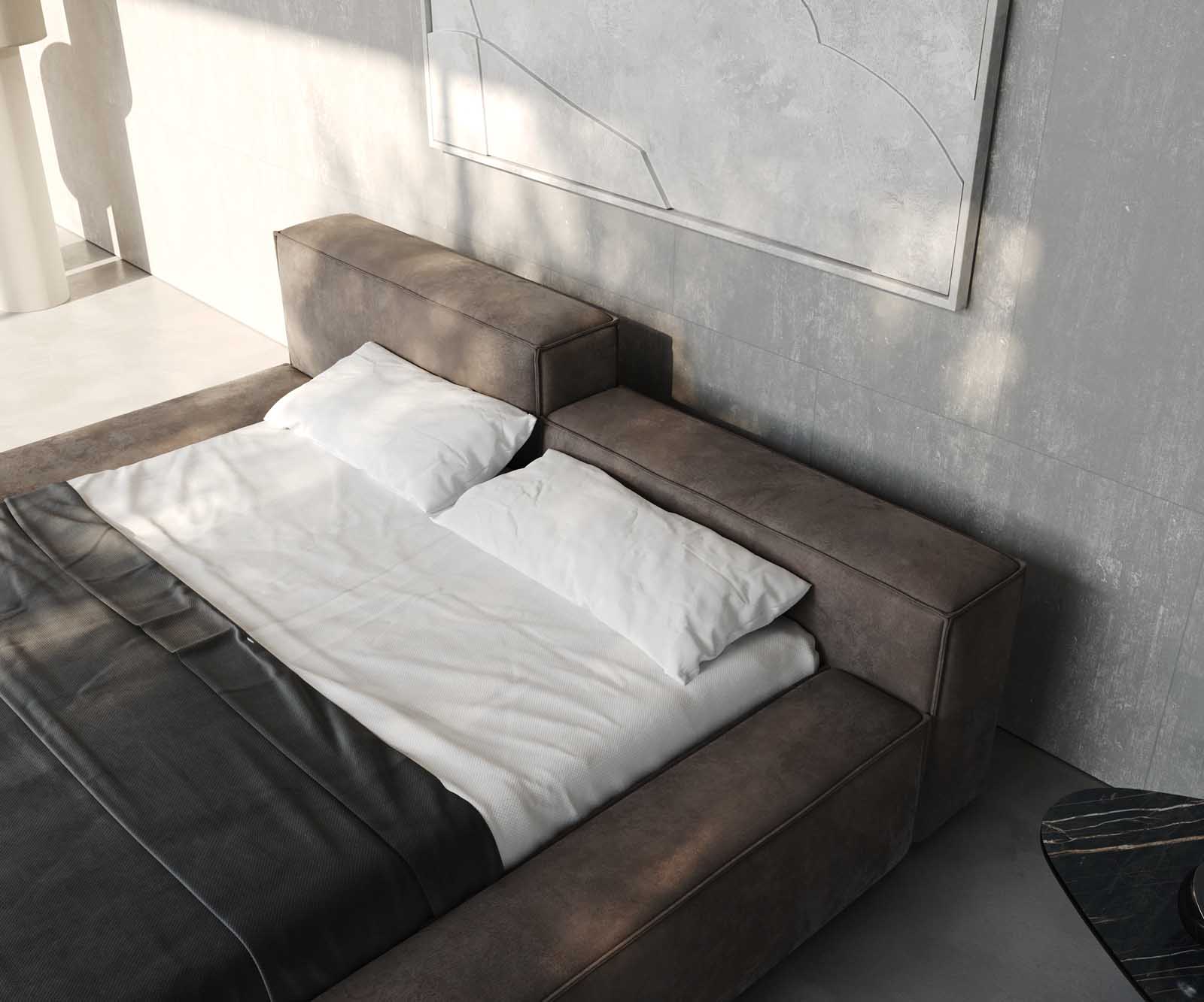 Тапицирано легло Kalinea 140x200 cm микрофибър сив 5 Тапицирано легло Kalinea 140x200 cm микрофибър сив 5