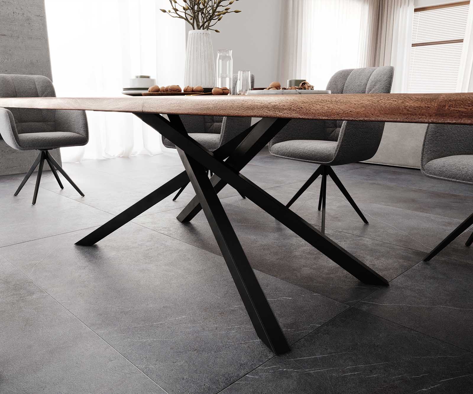 Маса 300x100 XL Акация Кафяв КръстРамка Правоъгълник Черен Edge 7