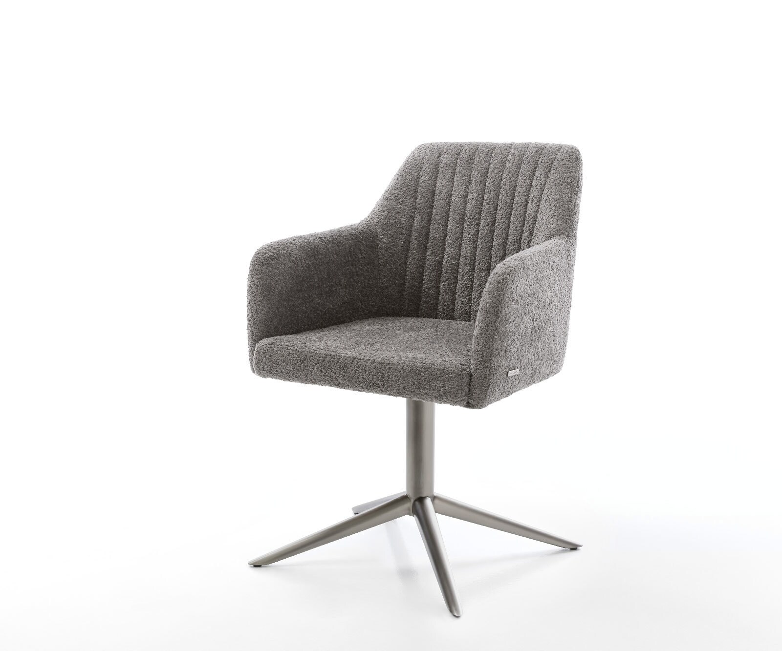 Въртящ се стол Pejo-Flex Bouclé сив Графитна основа Въртене на 360° Люлееща се функция Ядро от джобни пружини 1