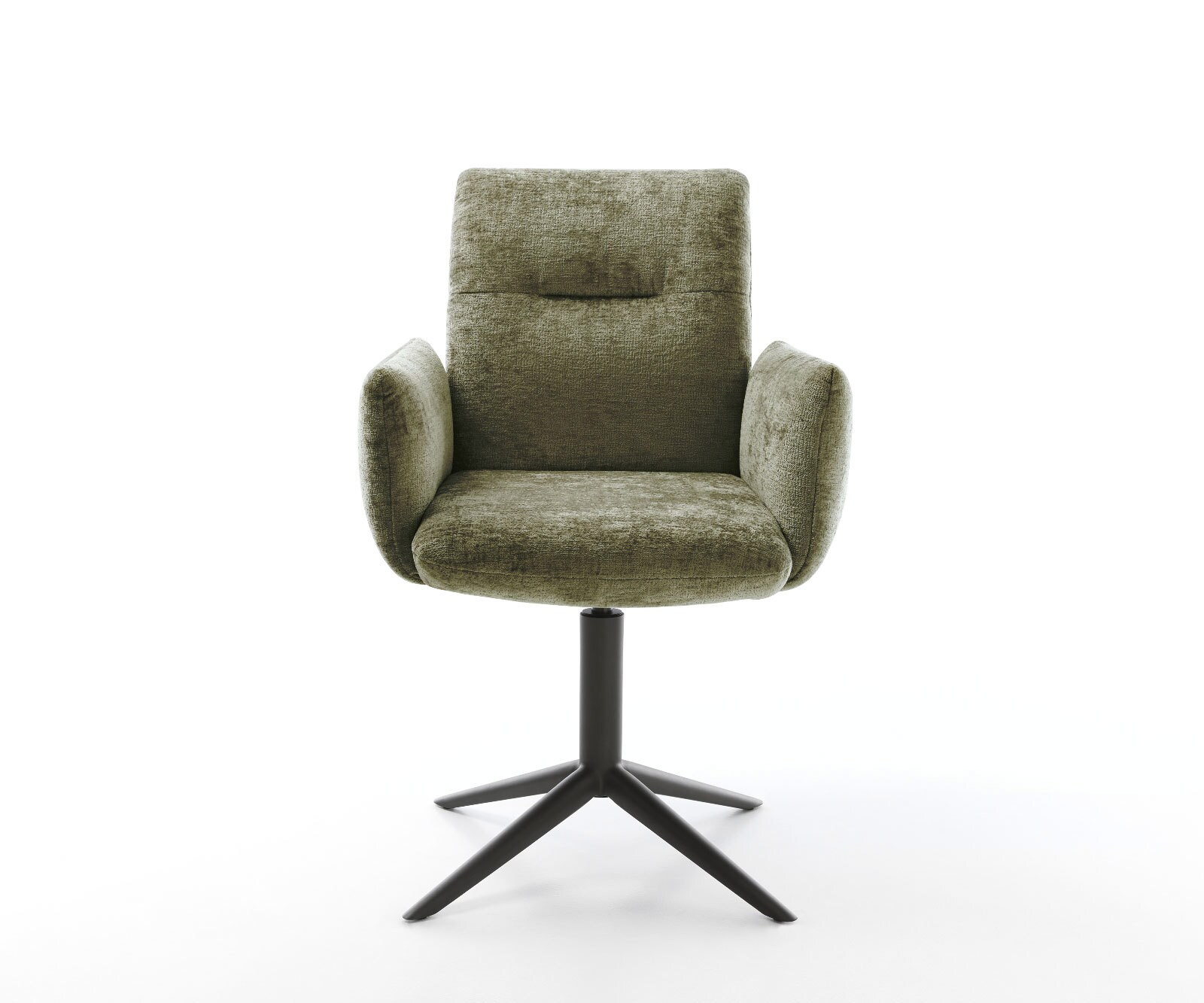 Въртящ се стол с маслинови подлакътници от шенил Основа от черна звезда Завъртане на 360° Люлееща се функция Сърцевина от джобни пружини Jova-Flex 2