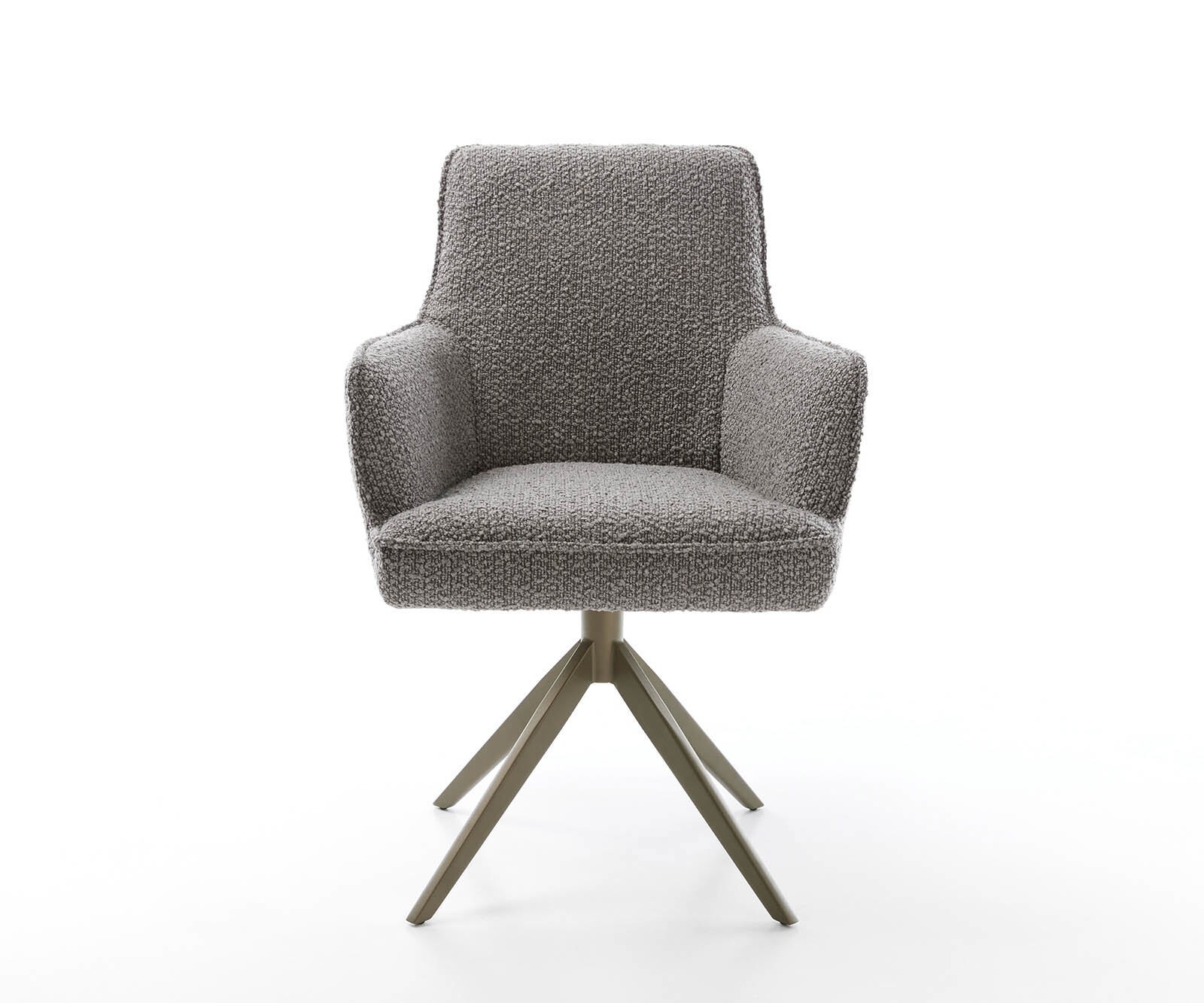 Врътящ се стол с подлакътници Букле СребристСив Конус крак плосък  Titan 360° въртящ се Покет пружина Heira-Flex 2