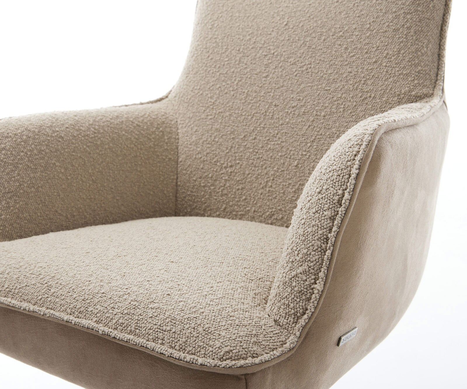 Люлеещ стол с подлакътници Микс от дамаски Сиво-Кафяв Конзолен крак плосък Неръждаема стомана Покет пружина Heira-Flex 4