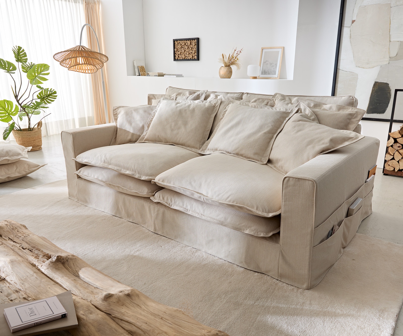 Диван Noelia 240x145 cm цвят слонова кост с възглавници 4