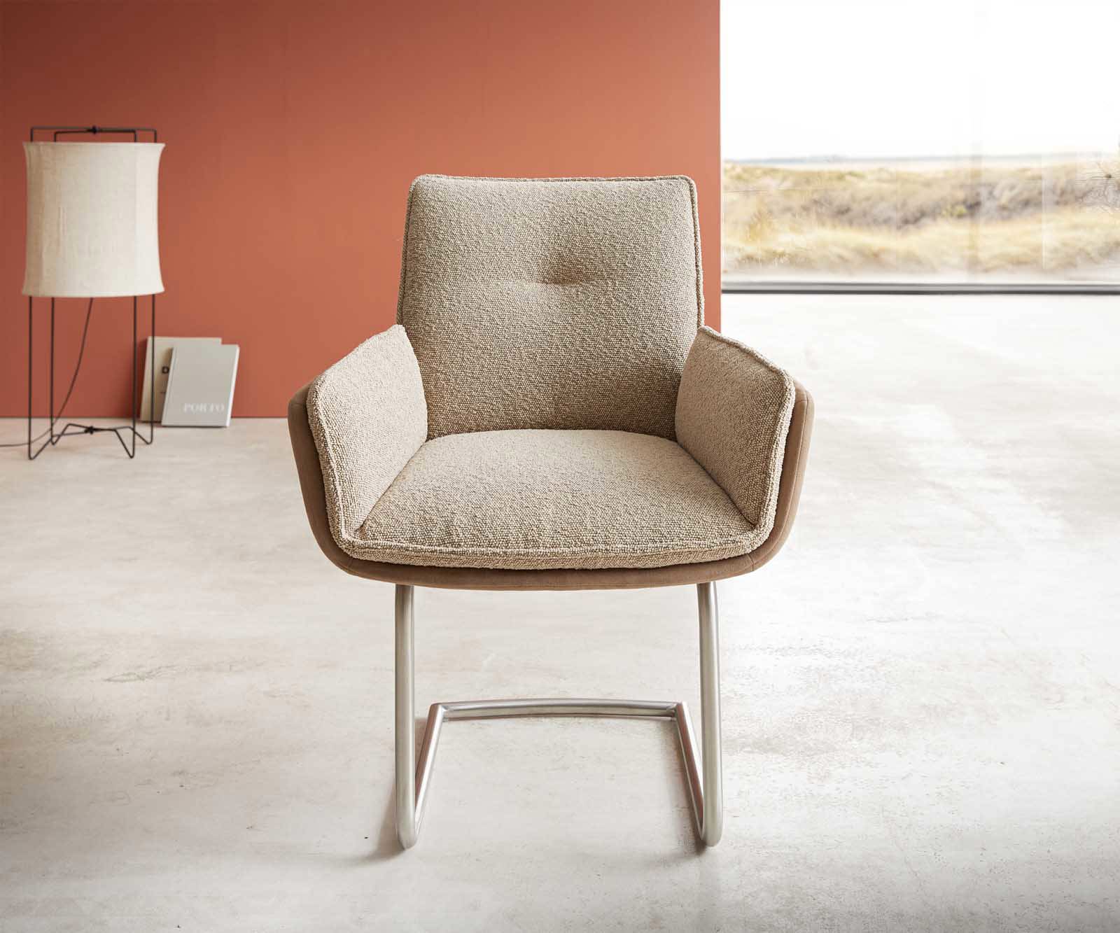 Конзолен стол Nela-Flex материал микс плоска основа кръгъл от неръждаема стомана 1 Конзолен стол Nela-Flex материал микс плоска основа кръгъл от неръждаема стомана 1