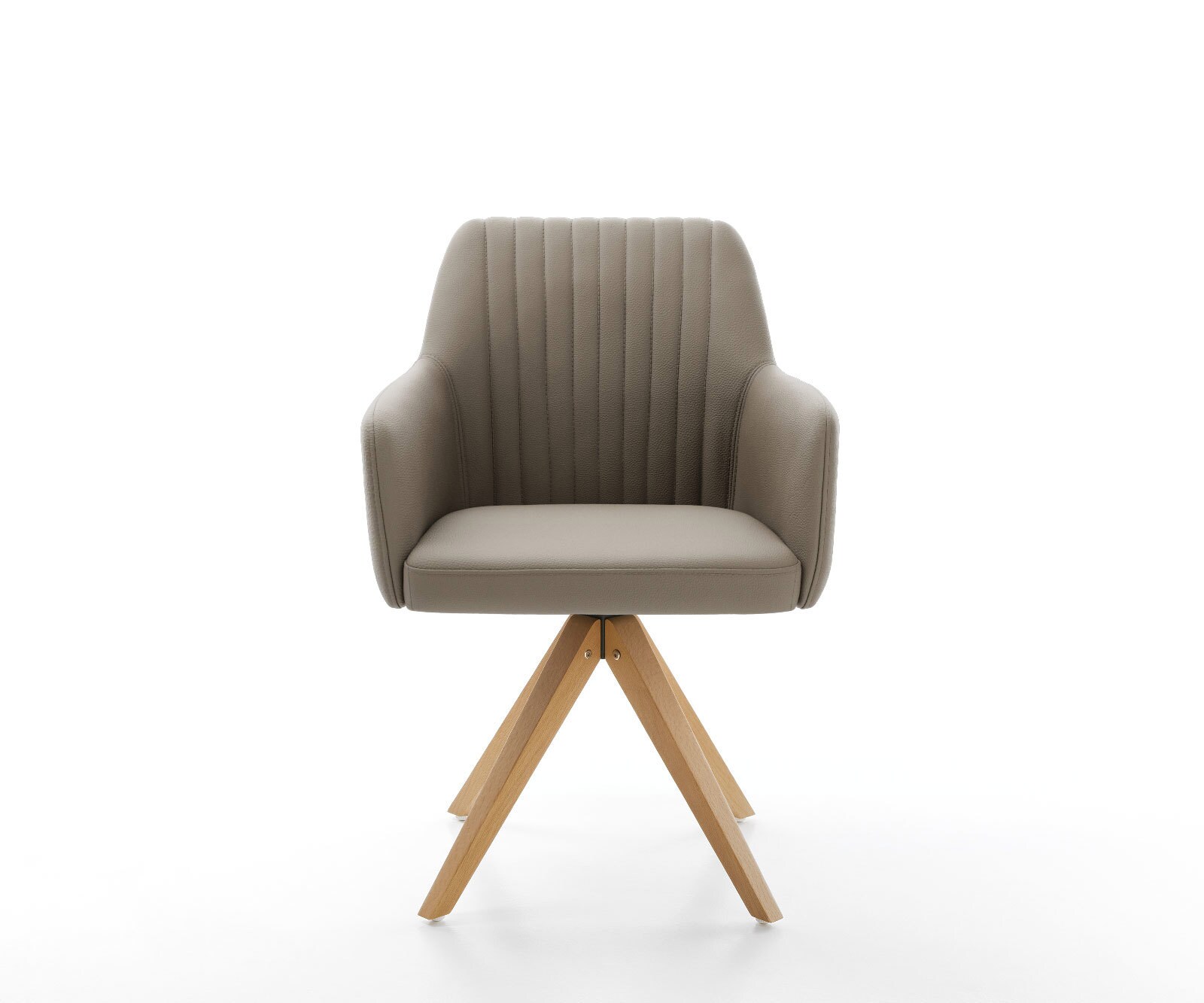 Врътящ се стол Естествена кожа Сиво-Кафяв Дървена рамка  180° въртящ се Greg-Flex 2