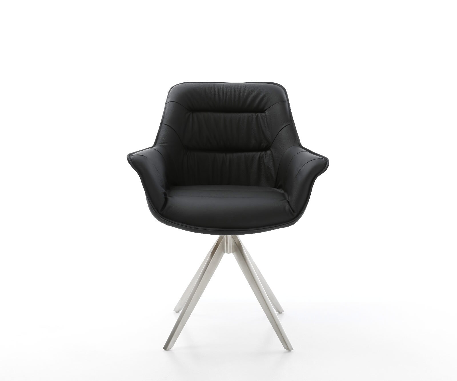 Врътящ се стол Естествена кожа Черен Конус крак  Неръждаема стомана 180° въртящ се Kaira-Flex 2