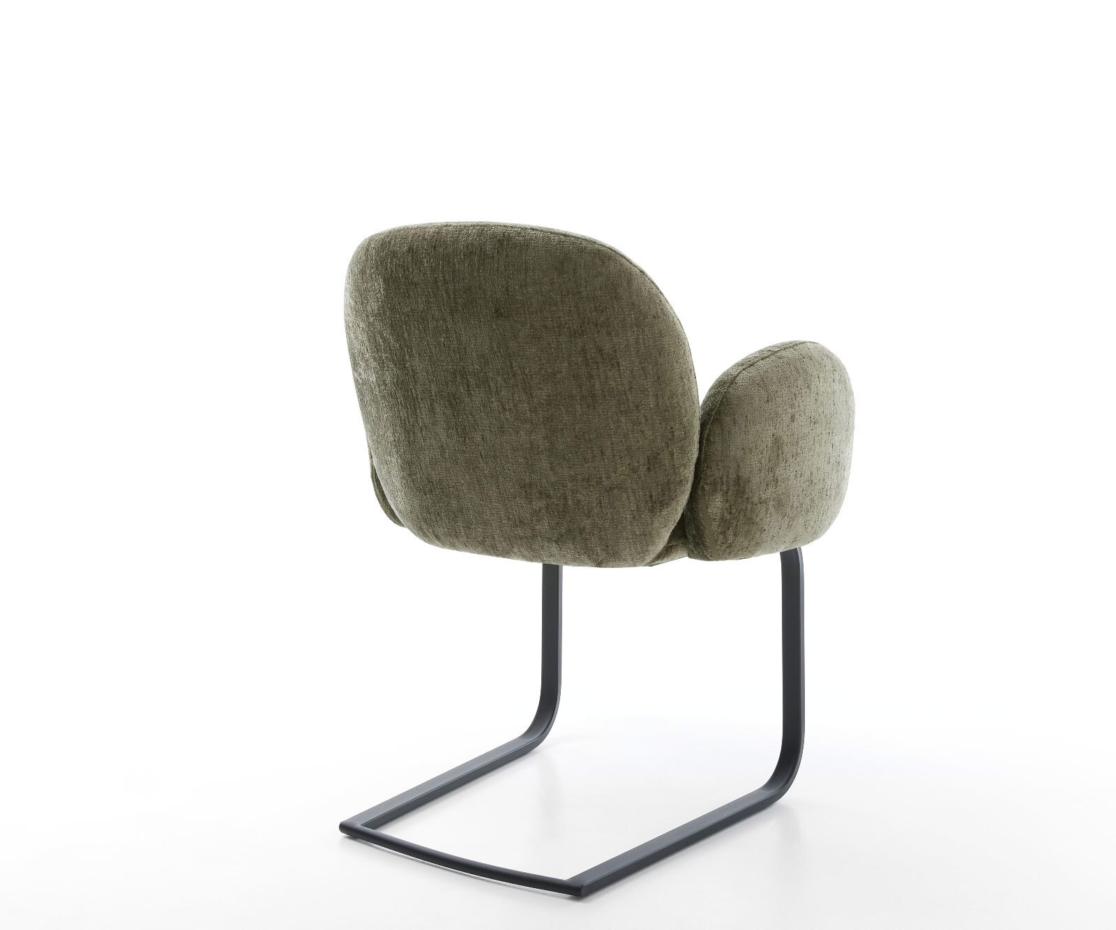 Люлеещ стол с подлакътници Шенил Маслина Конзолен крак плосък Черен Покет пружина Nube-Flex 5