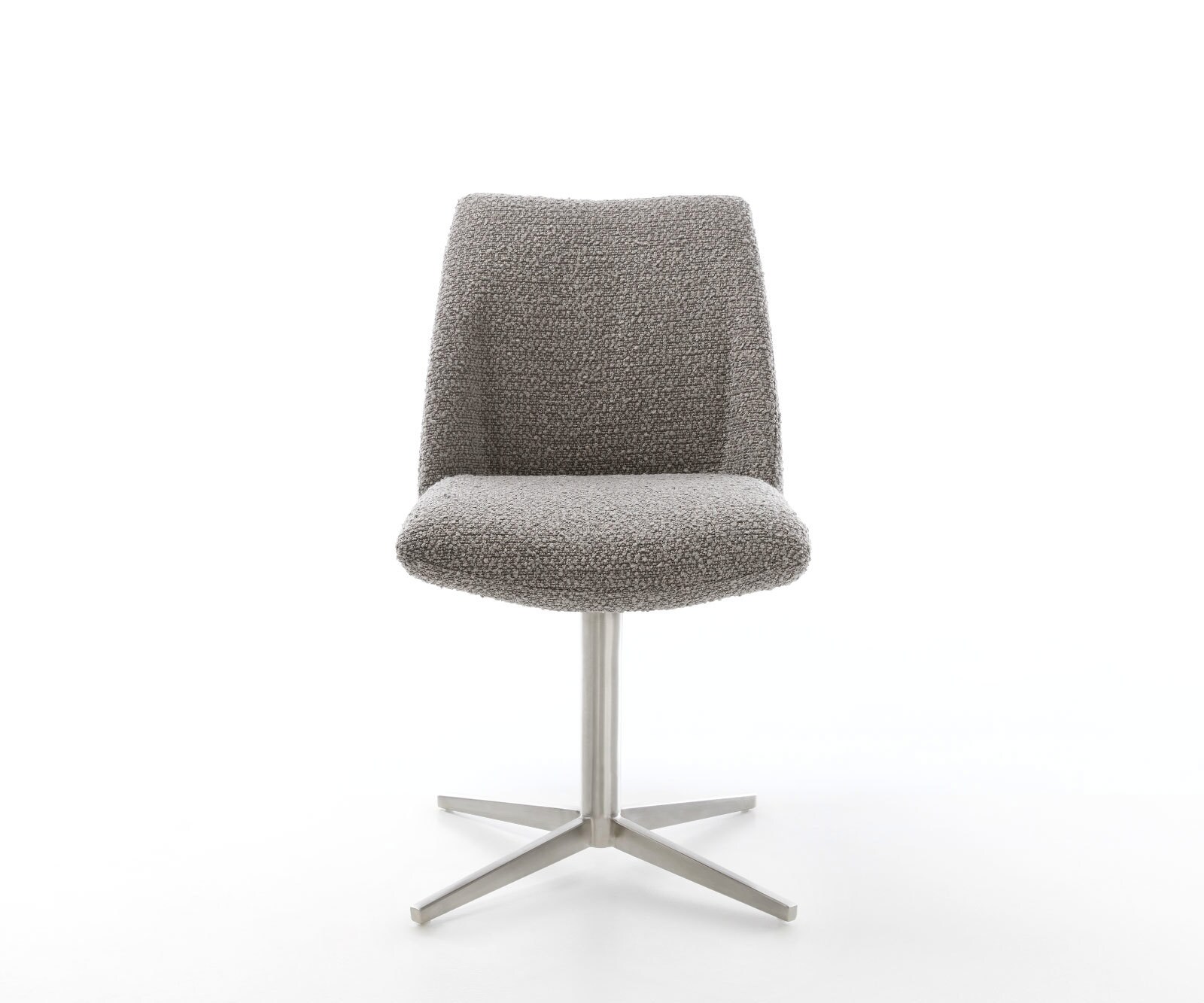 Врътящ се стол Букле СребристСив Офис основа Неръждаема стомана 360° въртящ се Покет пружина Elso-Flex 2