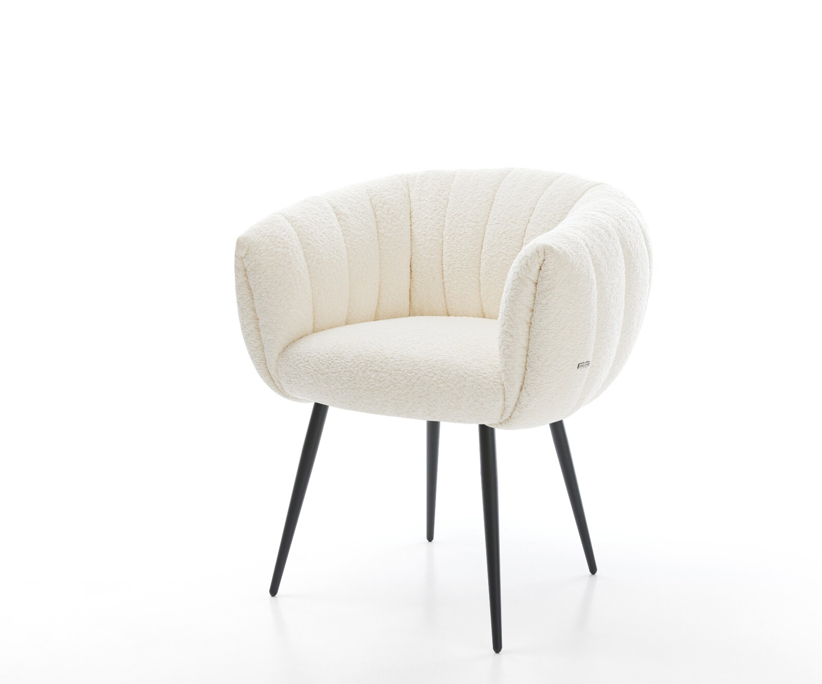 Трапезен стол Jada-Flex, Бяло букле с 4-футова конусовидна сърцевина с черни джобни пружини