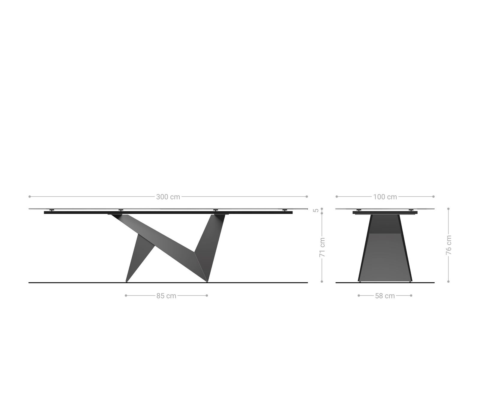 Трапезна маса Edge 300x100 керамика Minas Melange Бяло-бежово Origami Метално злато 8