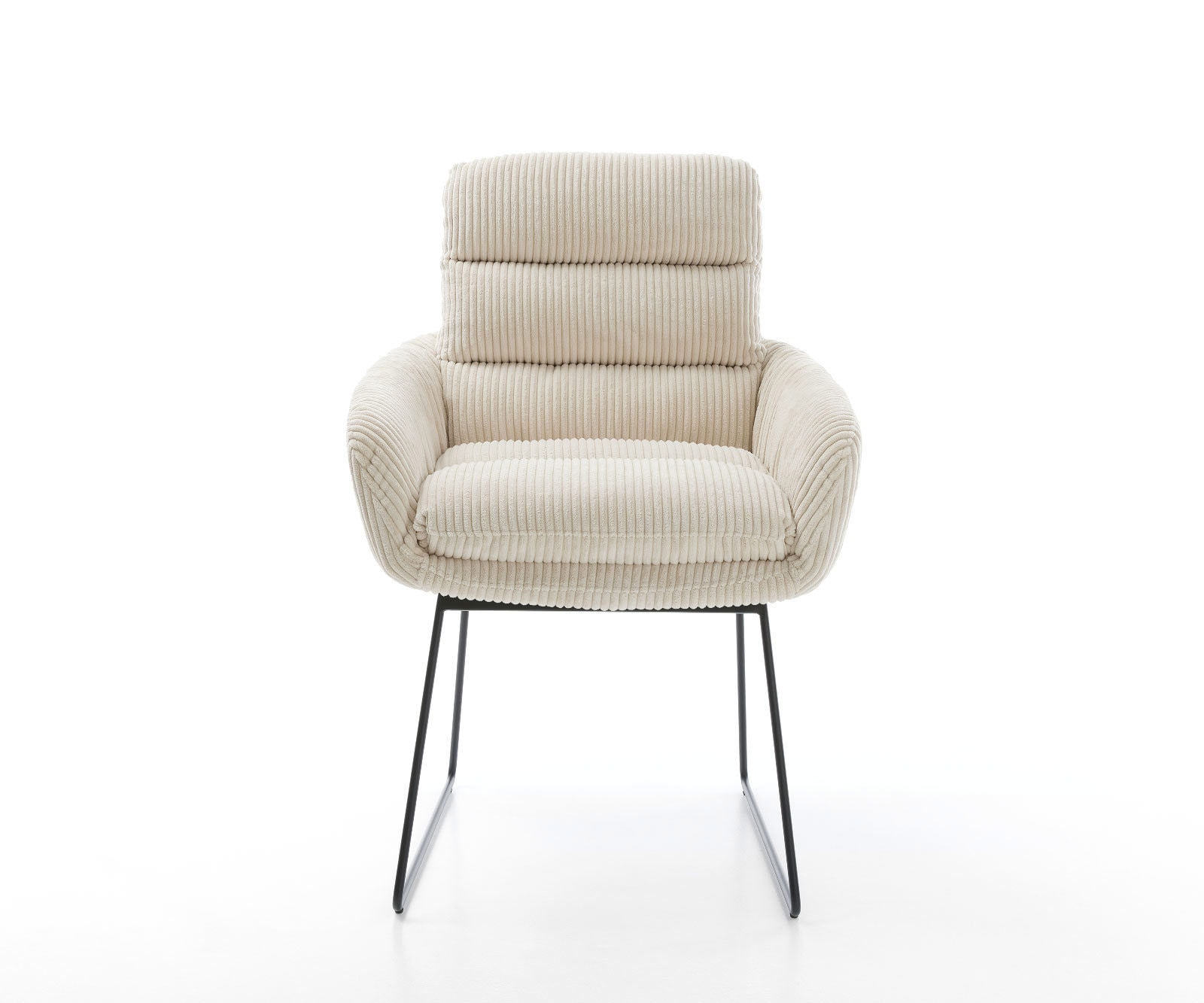 Стол с подлакътници Корд Бежов Извити крака Черни Abelia-Flex 2