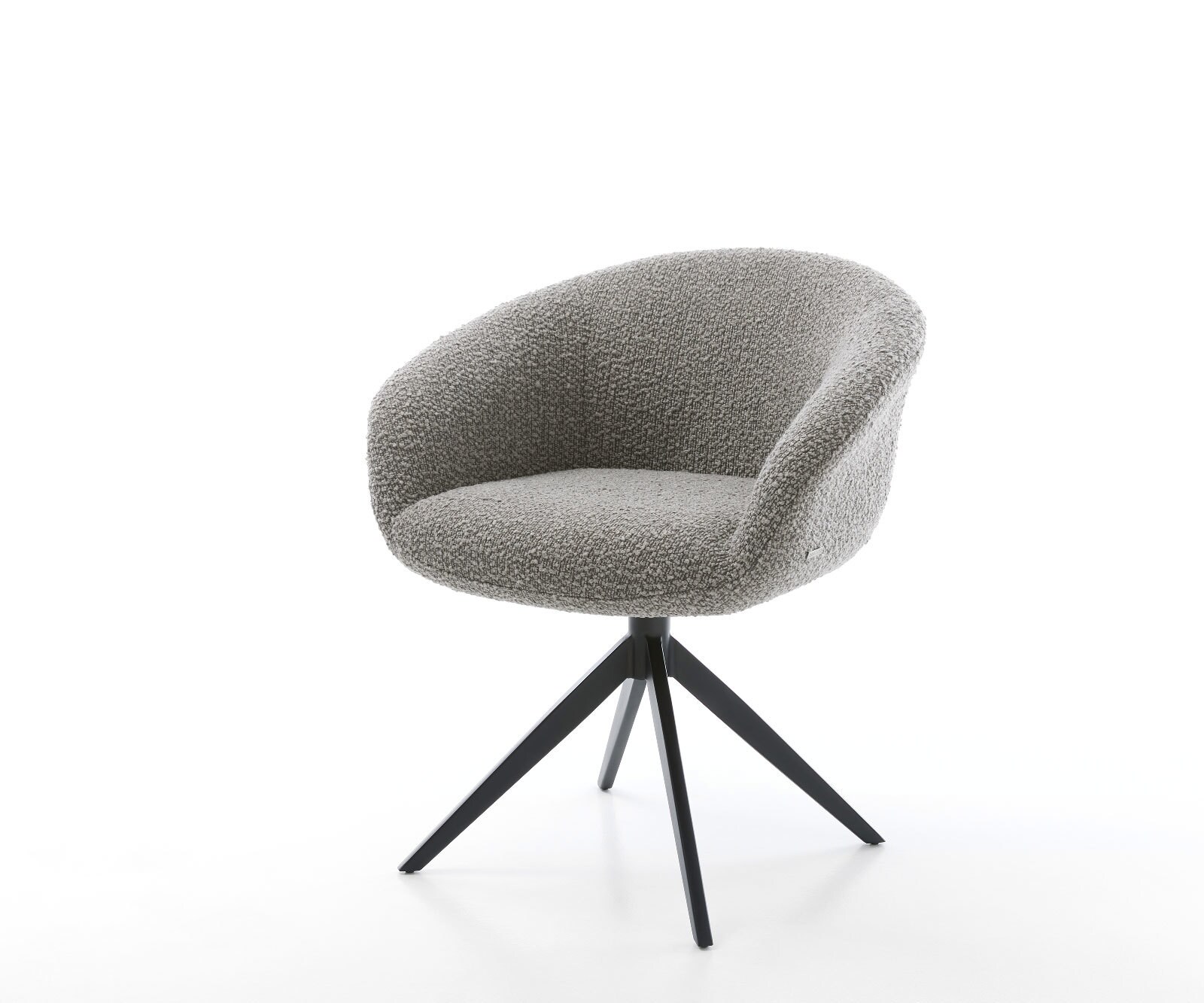 Врътящ се стол с подлакътници Букле СребристСив Конус крак плосък Черен 360° въртящ се Покет пружина Vinka-Flex 1