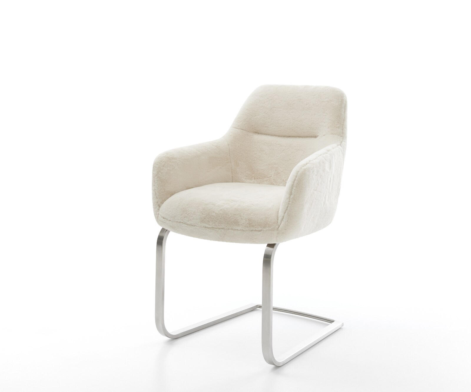 Стол с конзола Pejo-Flex плюшен крем-бял Стол с конзола с плоска сърцевина от джобни пружини от неръждаема стомана 1