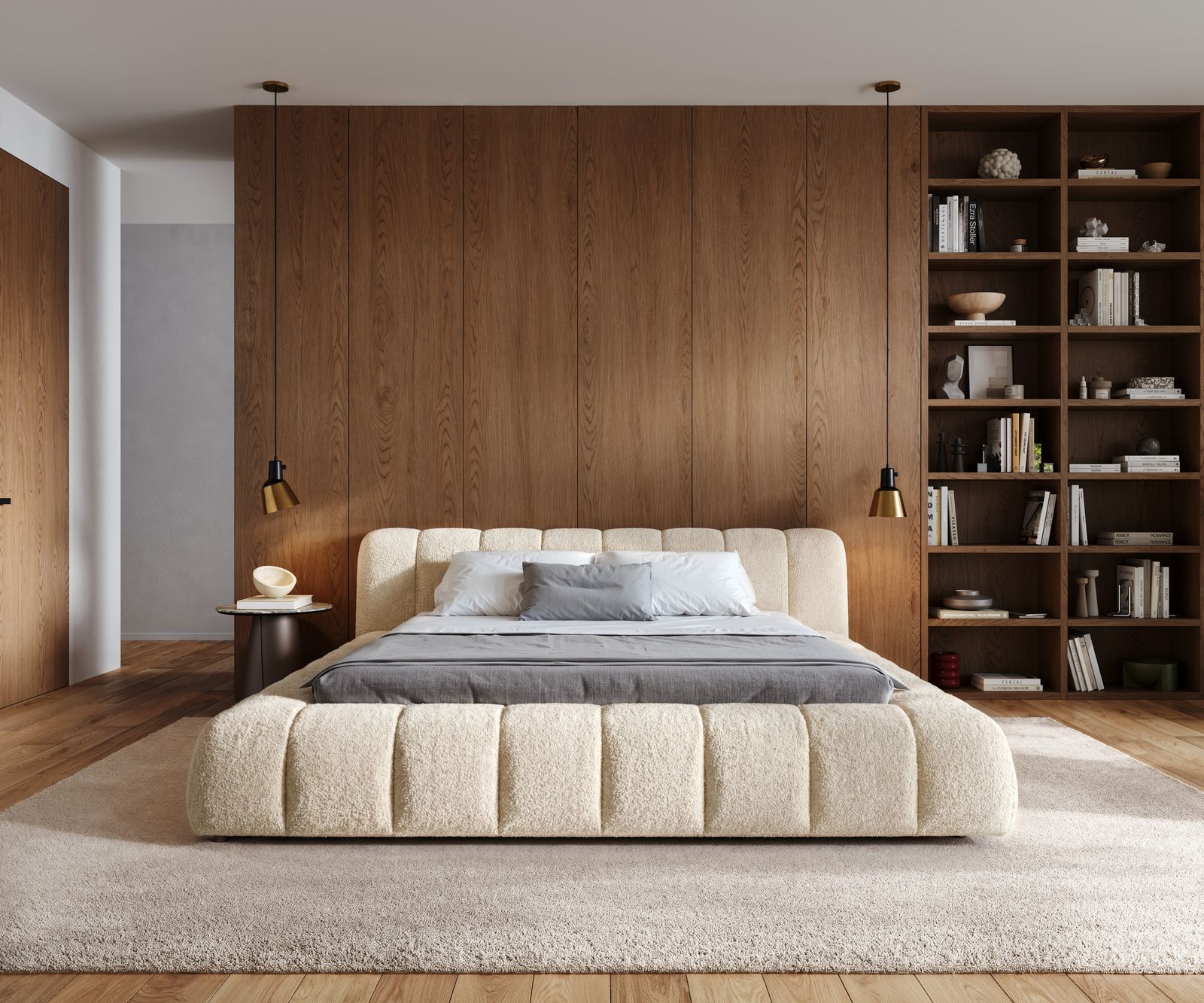 Тапицирана рамка за легло Cutio 180x200 cm teddy плат бежово 1