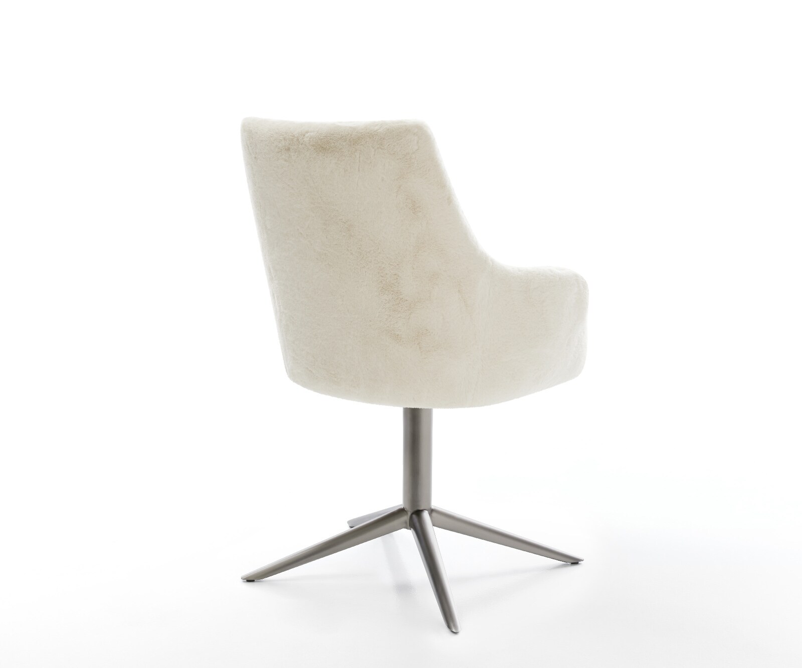 Въртящ се стол Alja-Flex с подлакътници плюшена кремаво-бяла основа графит 360° въртяща се люлееща се функция сърцевина от джобни пружини 5