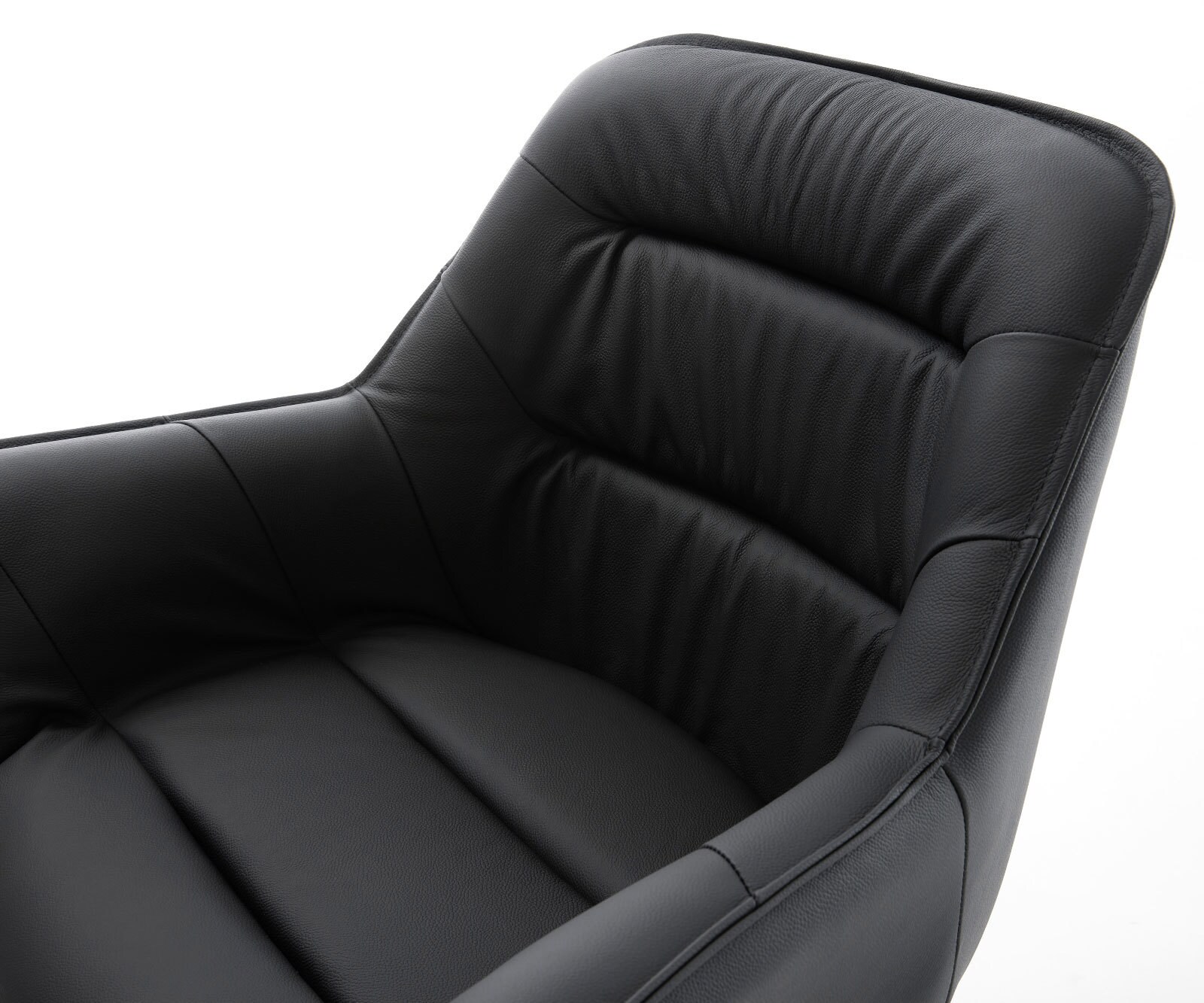 Врътящ се стол Естествена кожа Черен Конус крак  Неръждаема стомана 180° въртящ се Kaira-Flex 4