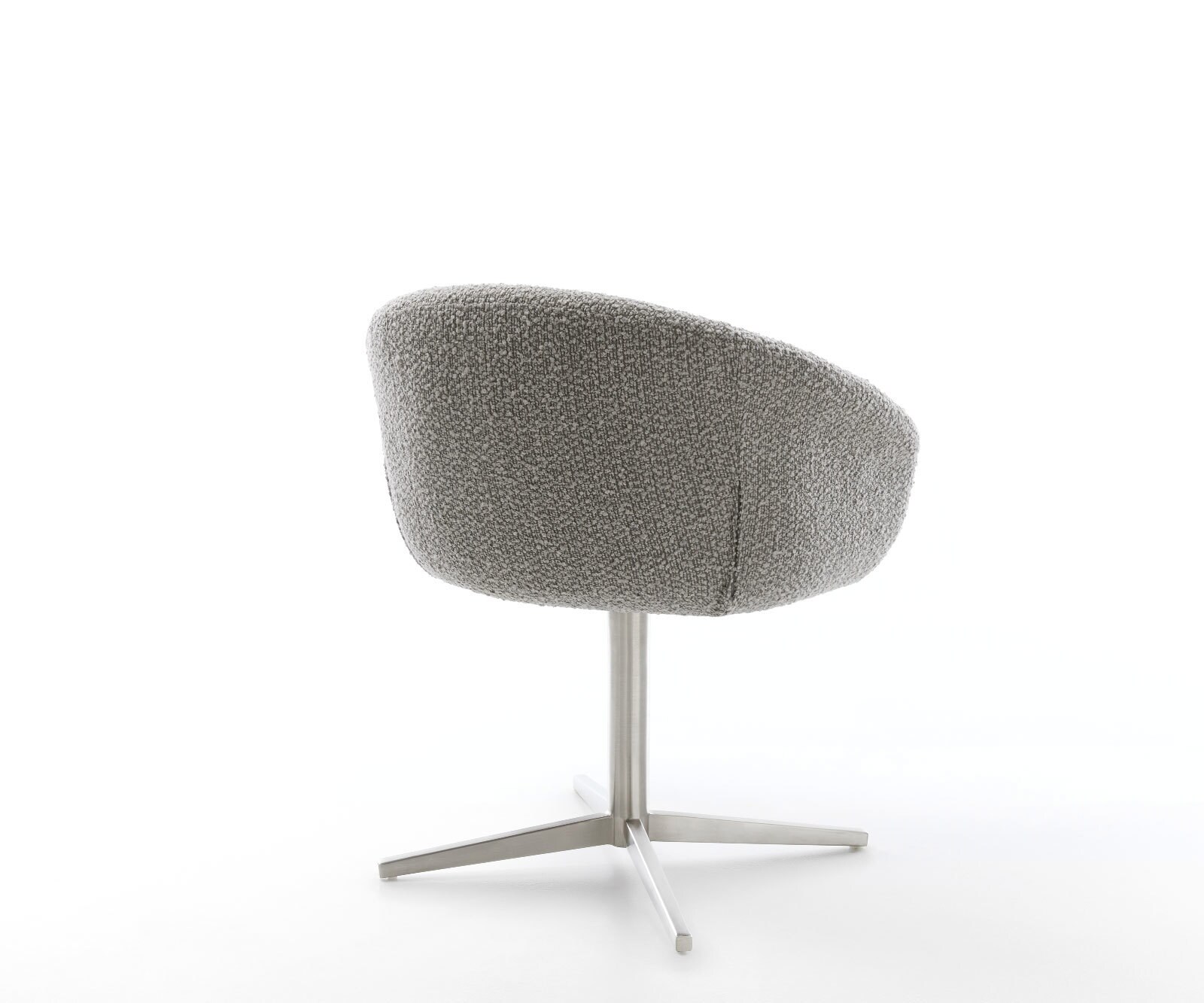 Врътящ се стол с подлакътници Букле СребристСив Офис основа Неръждаема стомана 360° въртящ се Покет пружина Vinka-Flex 5