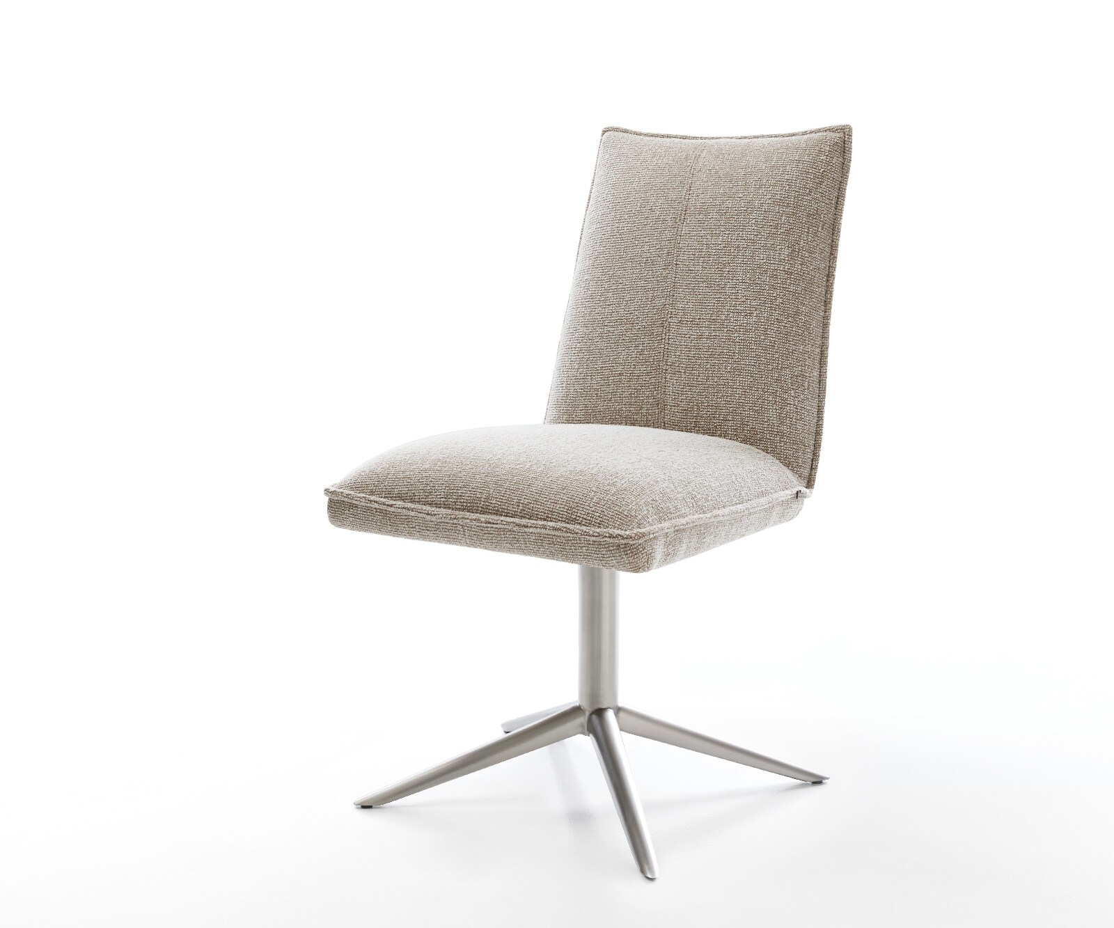 Въртящ се стол Lelio-Flex Мека бежова тъкан Основа от неръждаема стомана Завъртане на 360° Люлееща се функция Ядро от джобни пружини 1