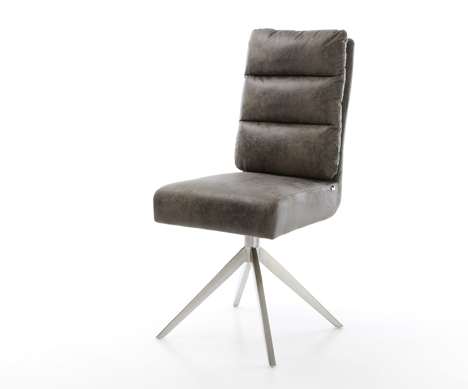 Въртящ се стол Pela-Flex от микрофибър сив античен кръст широка рамка от неръждаема стомана 360° въртяща се люлееща се функция сърцевина от джобни пружини