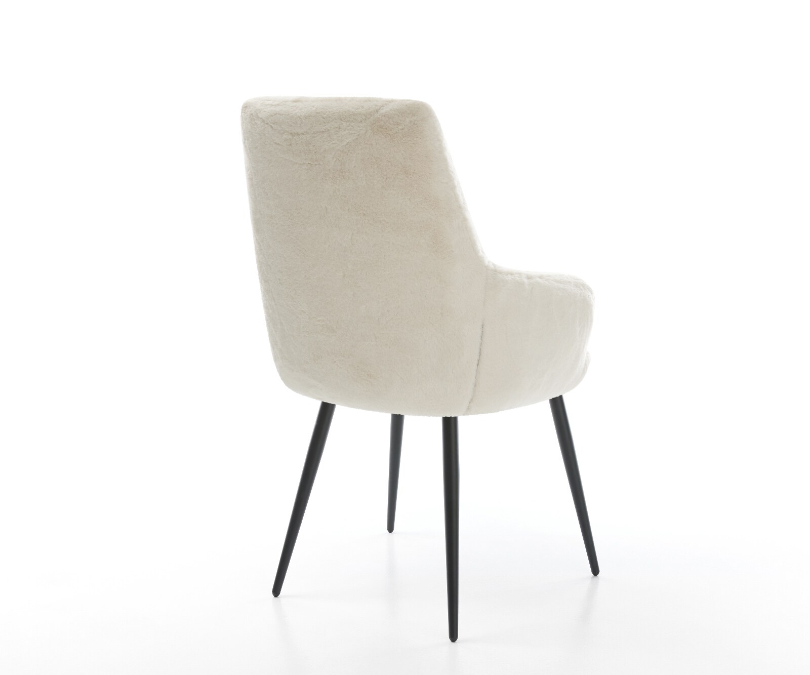 Трапезен стол Zelia-Flex с подлакътници, плюшен кремаво-бял плат, 4-футов заострен черен джоб пружинна сърцевина 5