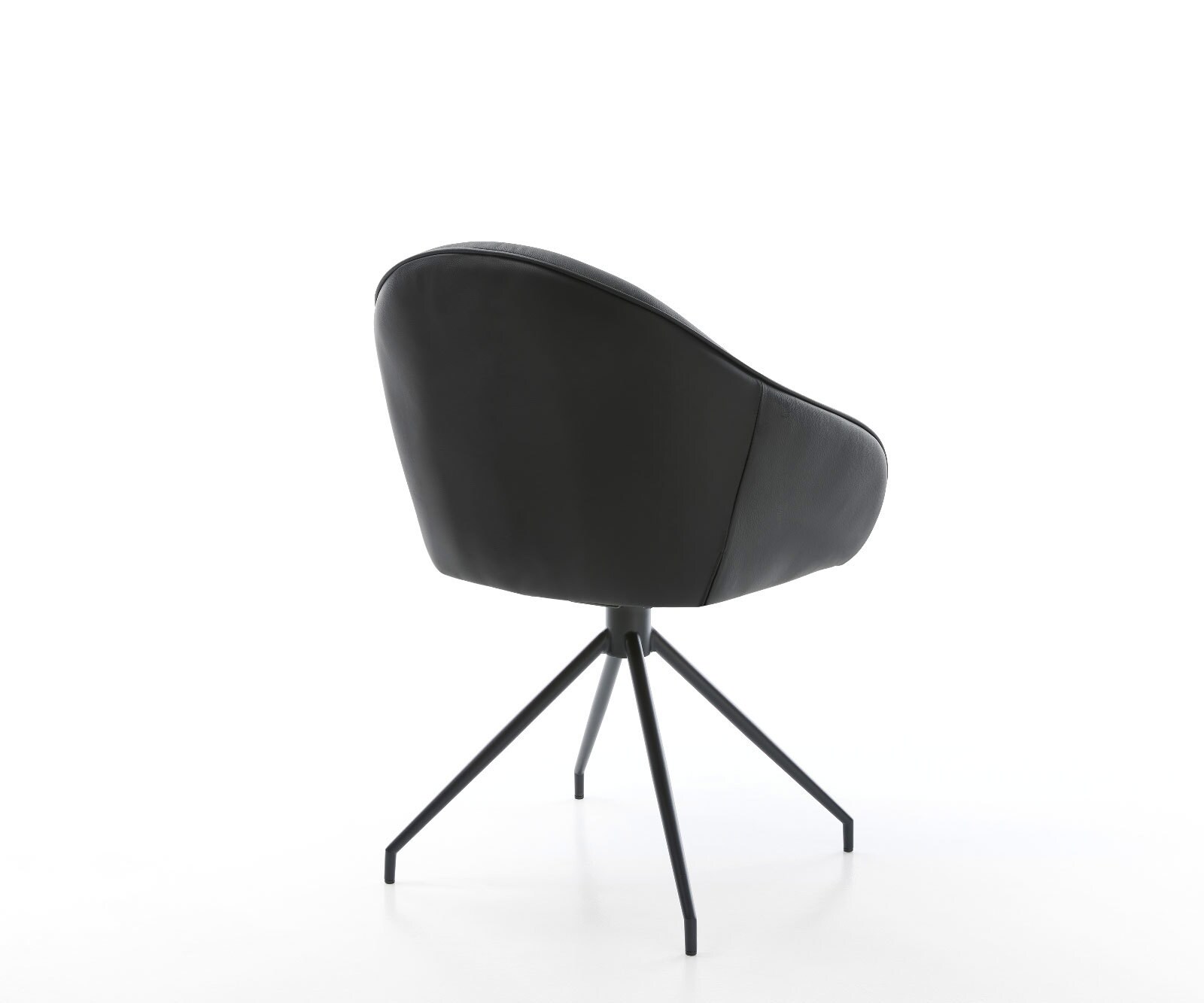 Врътящ се стол Естествена кожа Черен Конус крак кръгъл Черен 180° въртящ се Gaio-Flex 5