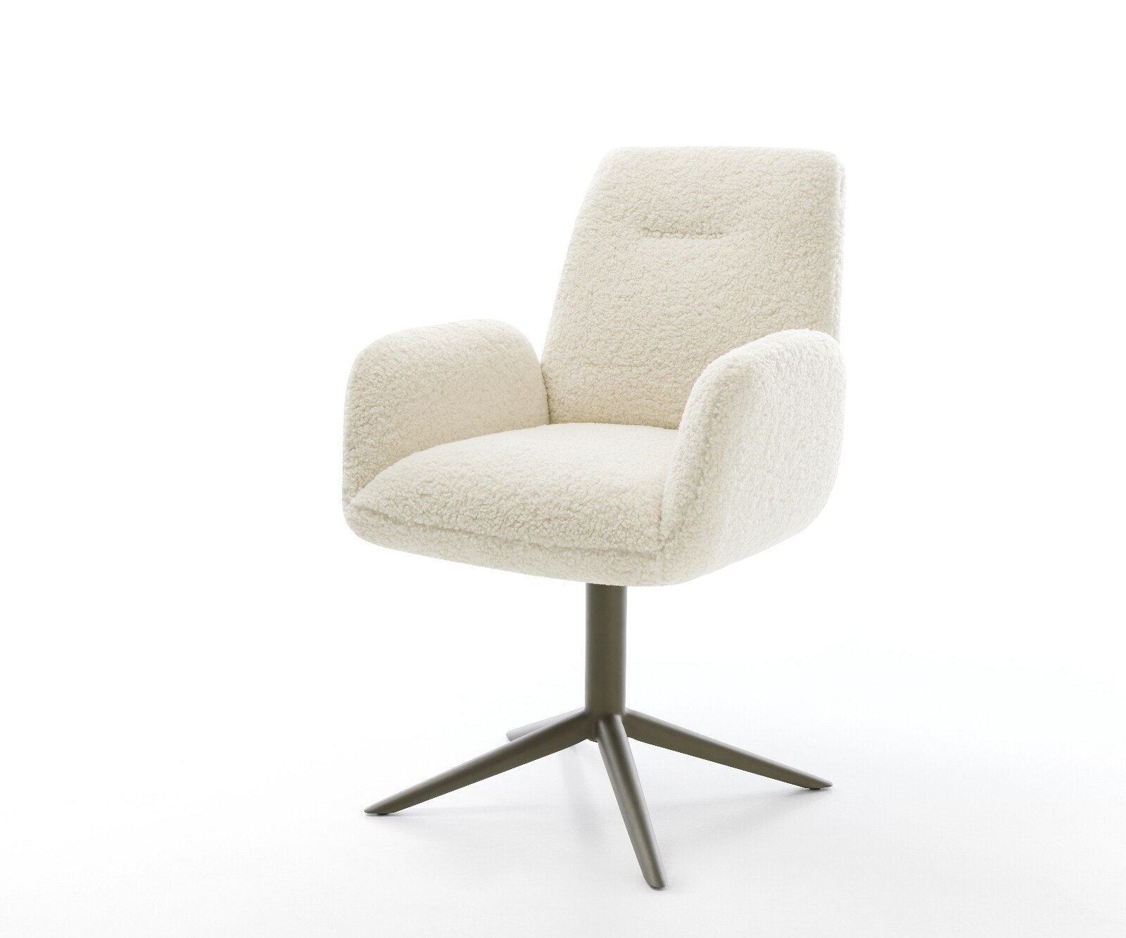 Въртящ се стол Zoa-Flex teddy тъкан бежова основа ефект покритие титан 360° въртяща се люлееща се функция сърцевина от джобни пружини 1