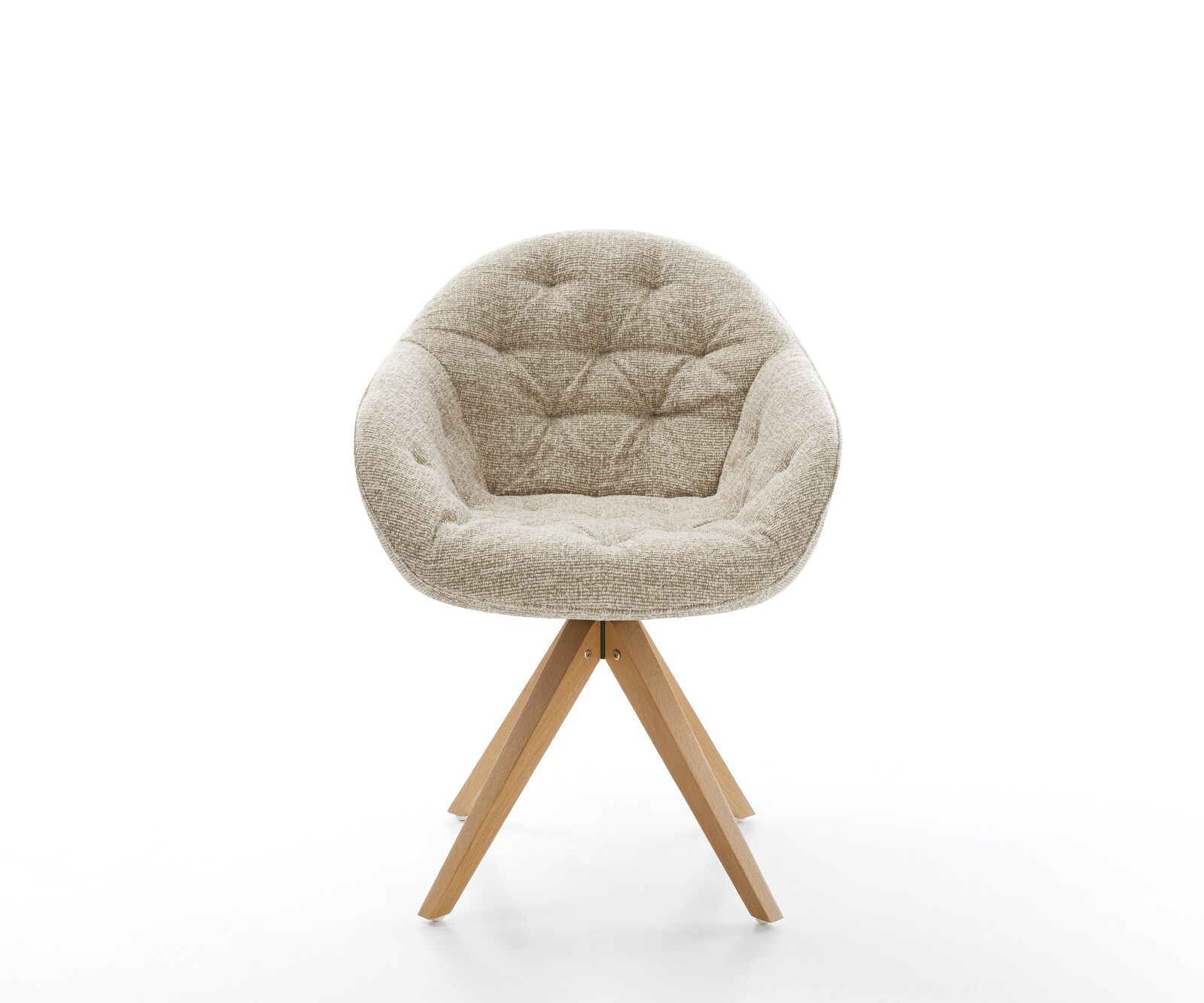 Въртящ се стол Gaio-Flex тъкан мек бежов дървена рамка ъглов естествен въртящ се на 180° 2