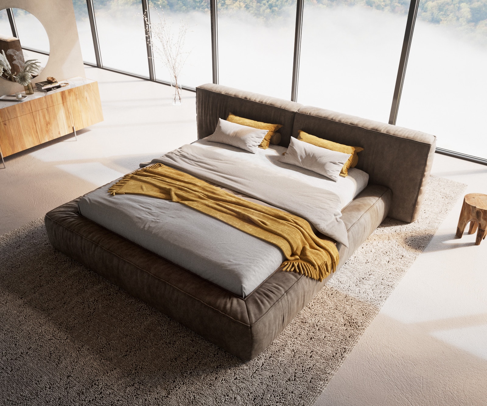 Тапицирано легло Coperti 180x200 cm от микрофибър сив реколта 2