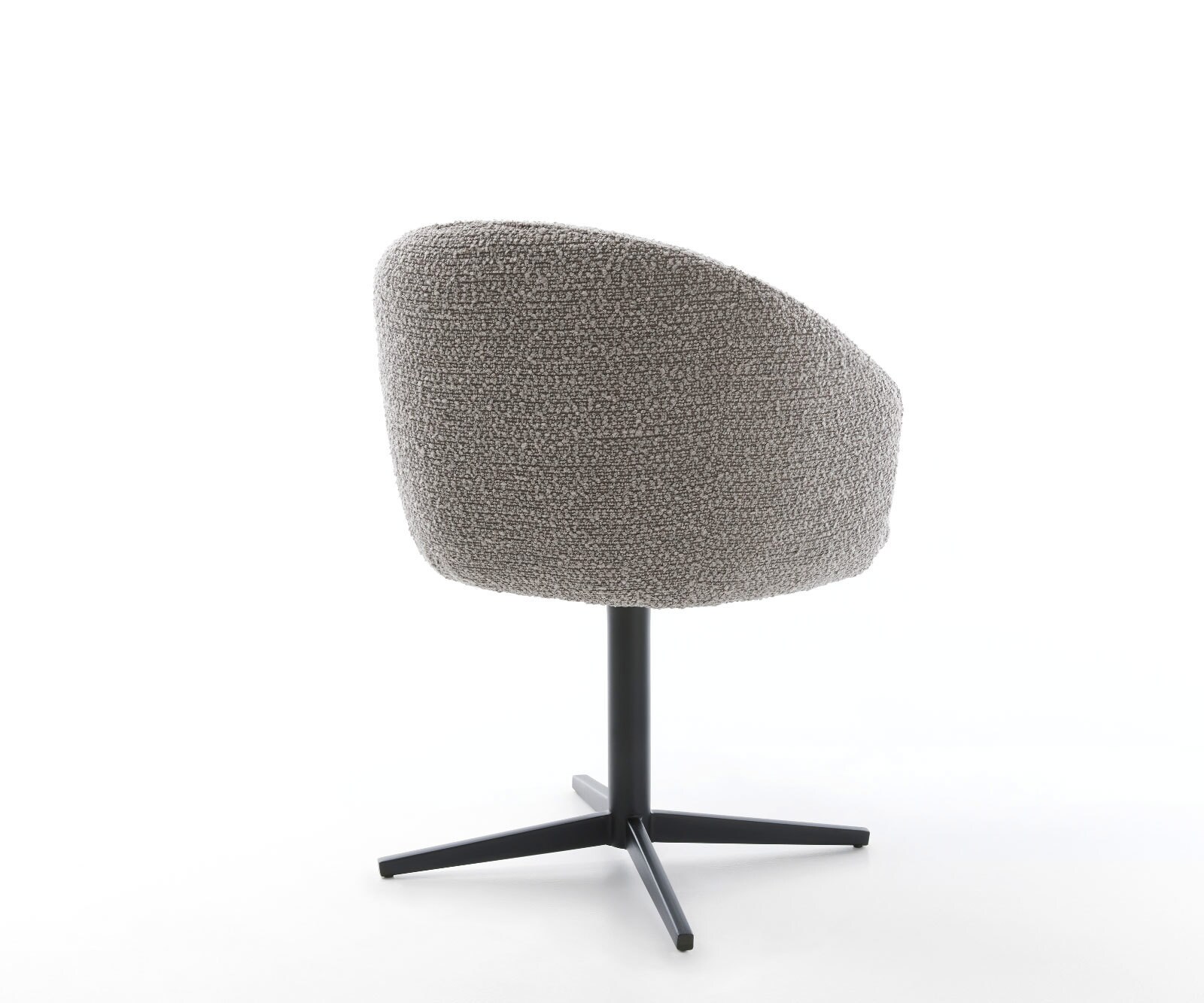 Врътящ се стол с подлакътници Букле СребристСив Офис основа Черен 360° въртящ се Покет пружина Caja-Flex 5