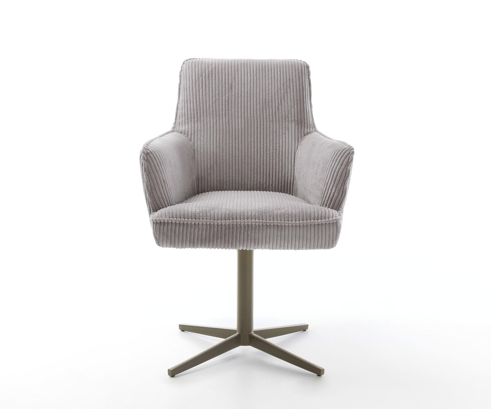 Врътящ се стол с подлакътници Корд СребристСив Офис основа  Titan 360° въртящ се Покет пружина Heira-Flex 2