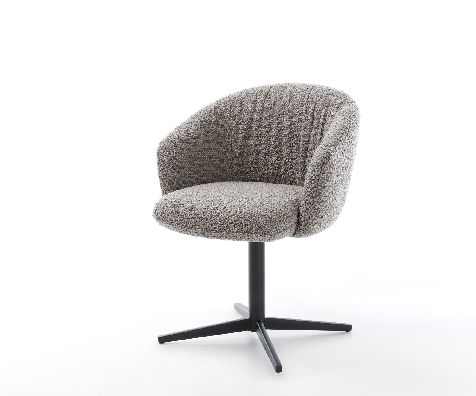 Врътящ се стол с подлакътници Букле СребристСив Офис основа Черен 360° въртящ се Покет пружина Caja-Flex 1